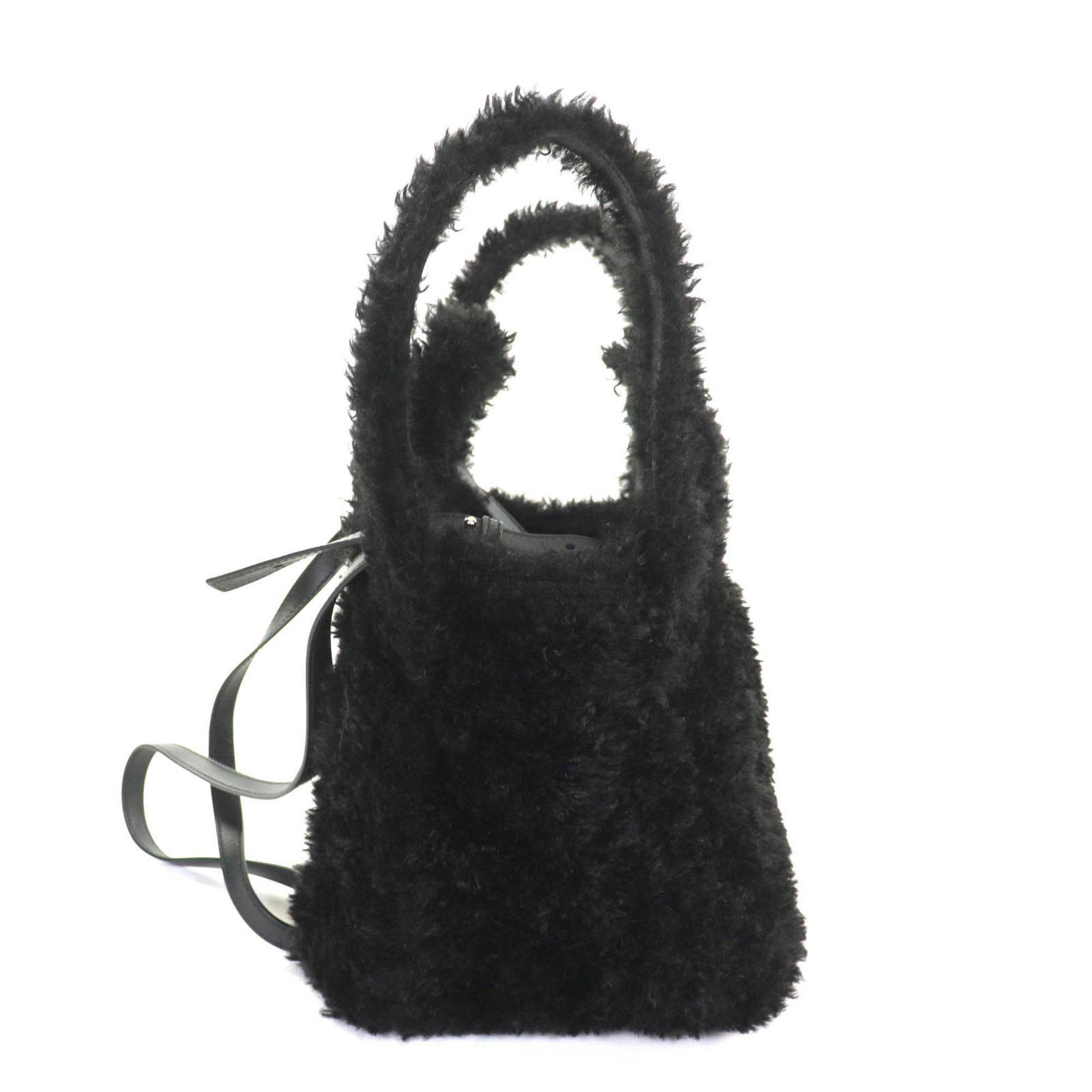 Balenciaga BALENCIAGA Everyday 2.0 XS (672793) Logo Embroidered F-Fur Shoulder Tote Bag, Black, Includes Dust Made in Italy Size ONE SIZE - 4 Thumbnail