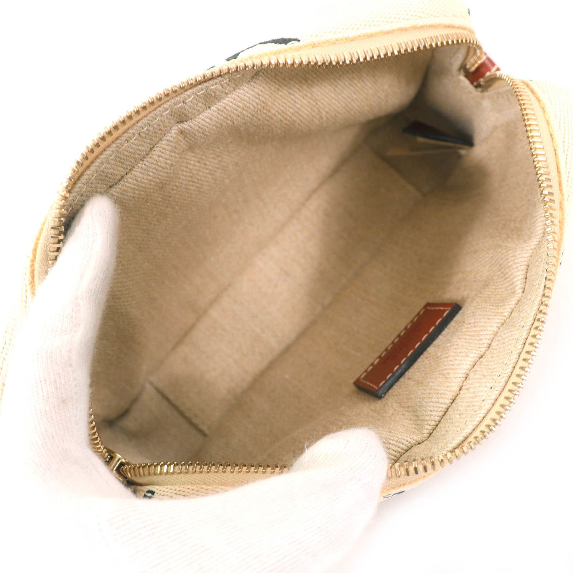 Chloe Chloé Chloe WOODY linen and leather accents with logo waist pouch, crossbody bag, shoulder beige or brown, includes dust made in Italy. Size ONE SIZE - 10 Thumbnail