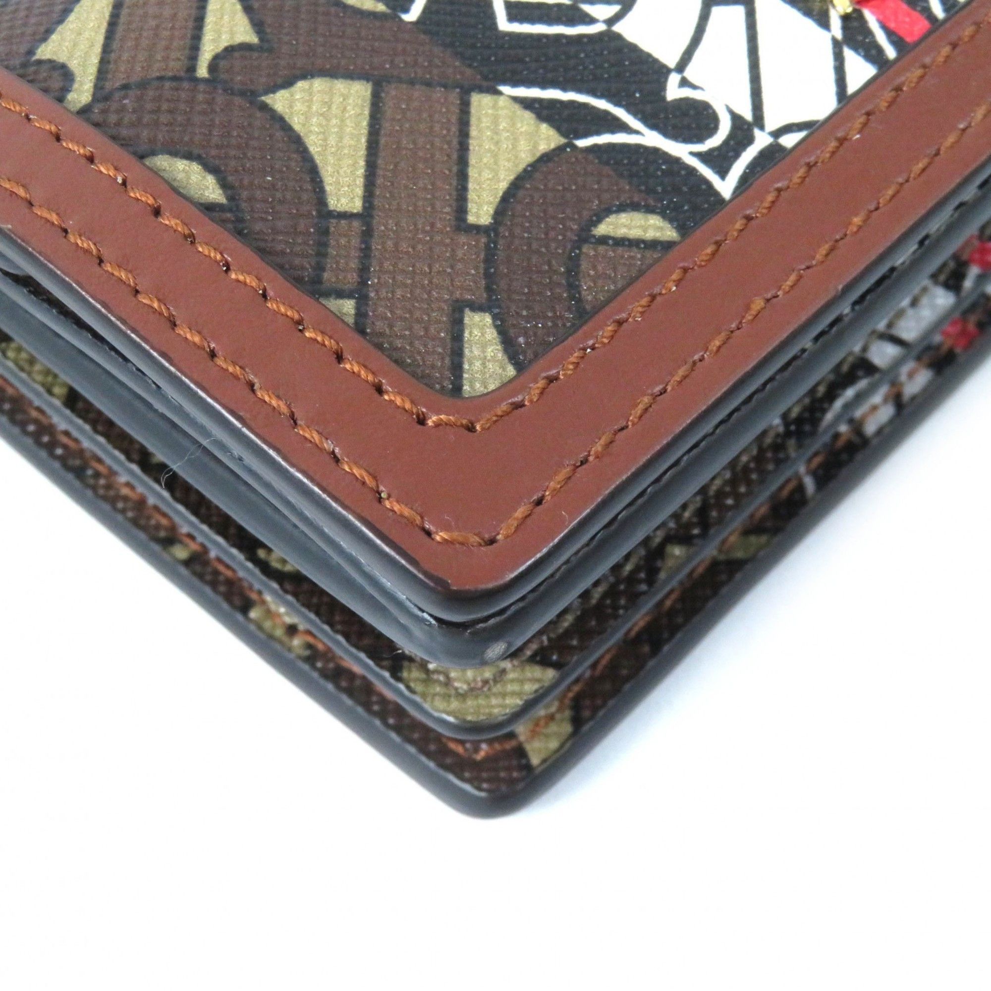 Burberry BURBERRY TB All-Over Print Compact Chain Wallet, Leather Bifold Brown, Women's Size ONE SIZE - 10 Thumbnail