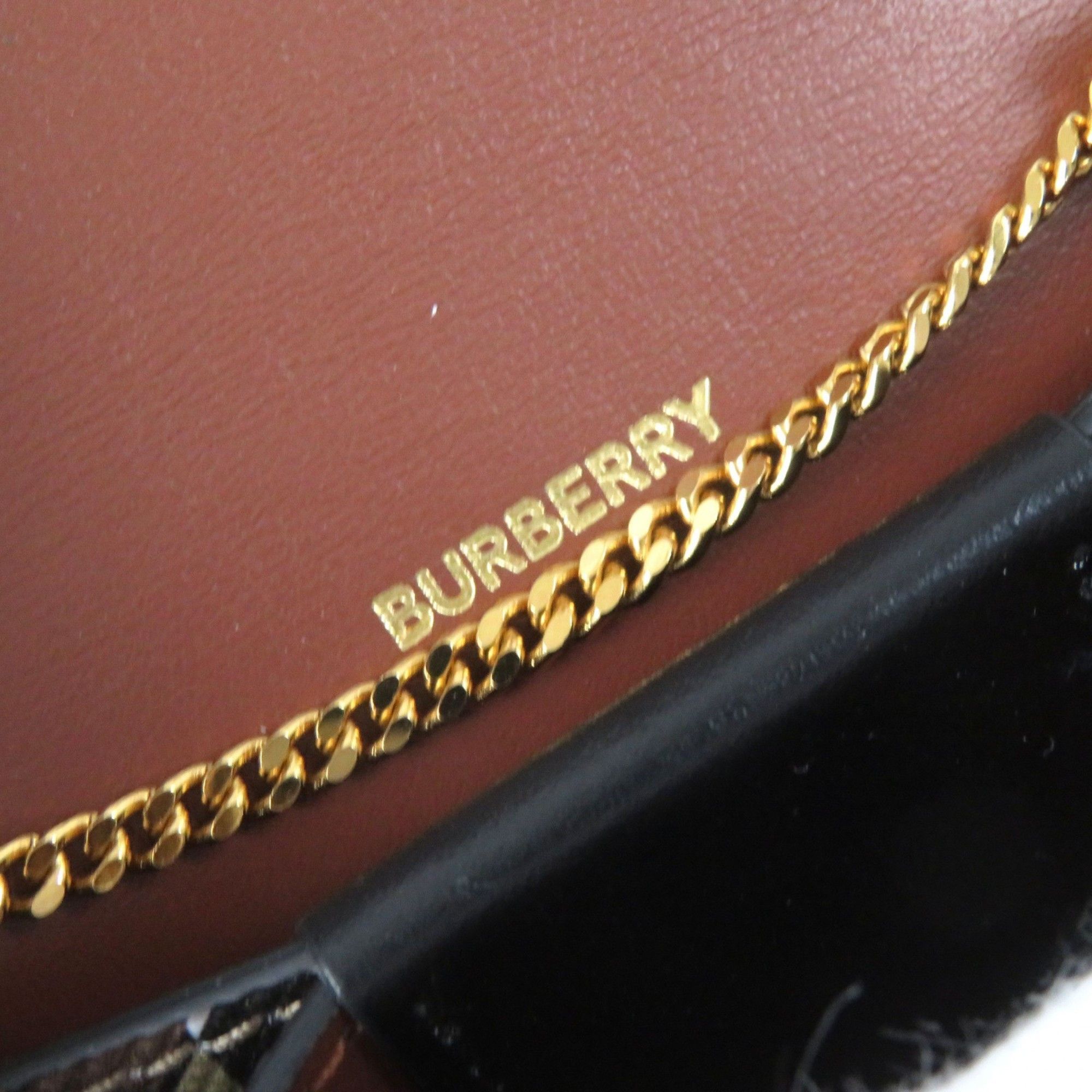 Burberry BURBERRY TB All-Over Print Compact Chain Wallet, Leather Bifold Brown, Women's Size ONE SIZE - 8 Thumbnail
