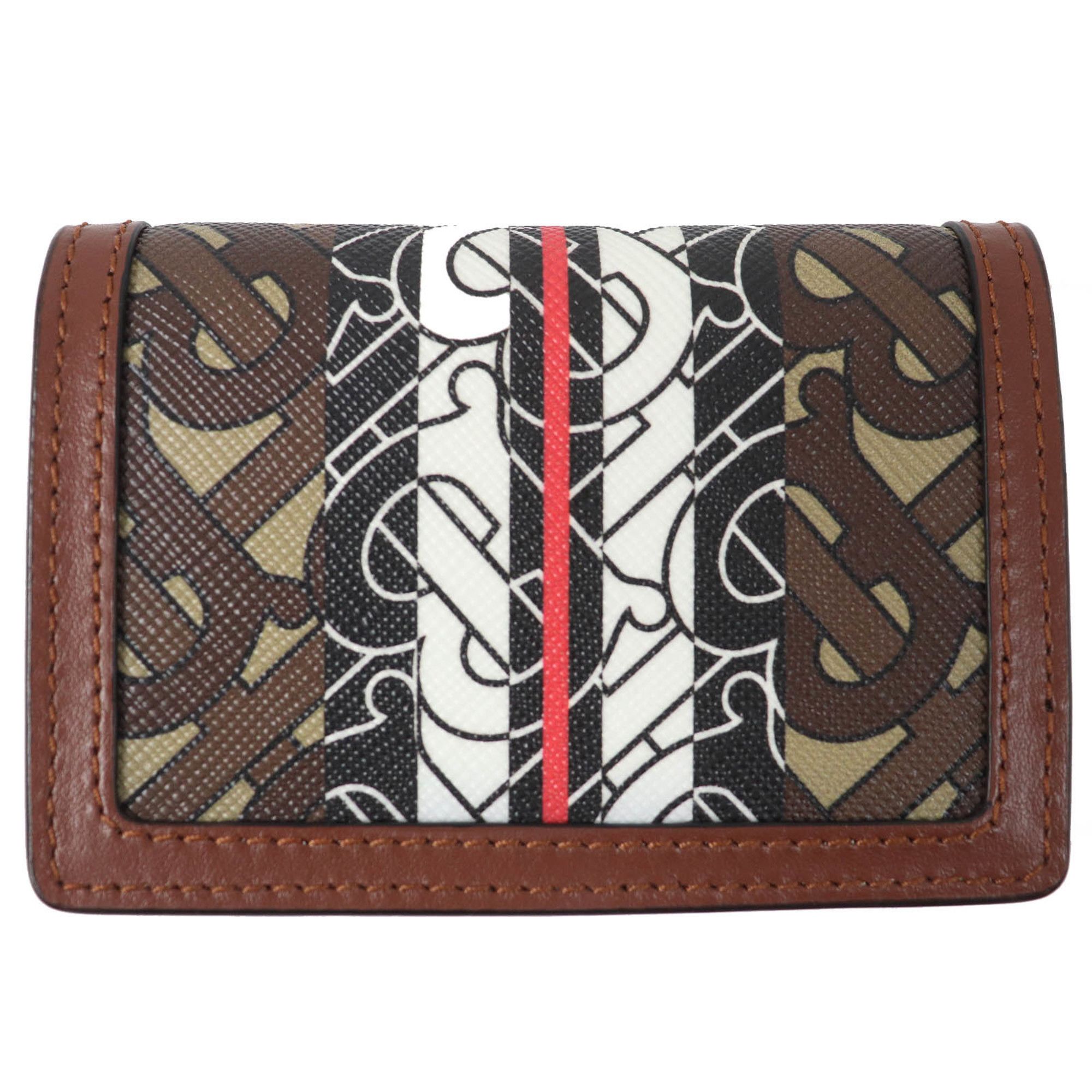 Burberry BURBERRY TB All-Over Print Compact Chain Wallet, Leather Bifold Brown, Women's Size ONE SIZE - 2 Thumbnail
