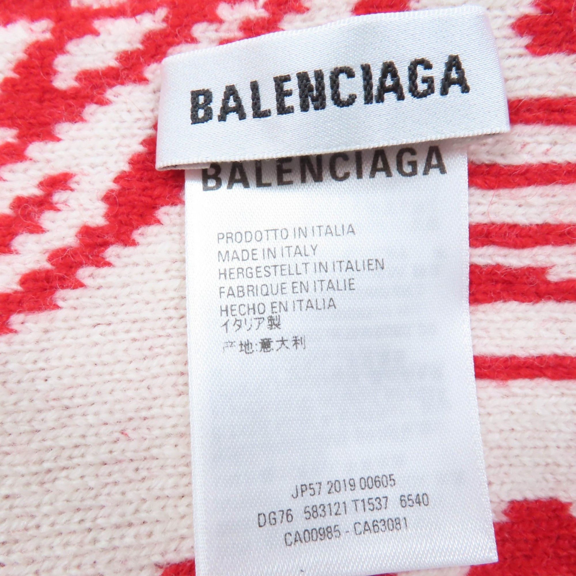 Balenciaga BALENCIAGA 583121 Virgin Wool Logo Print Large Shawl Scarf, Red and Ivory, Size S, Made in Italy, Authentic, Women's Size ONE SIZE - 5 Thumbnail