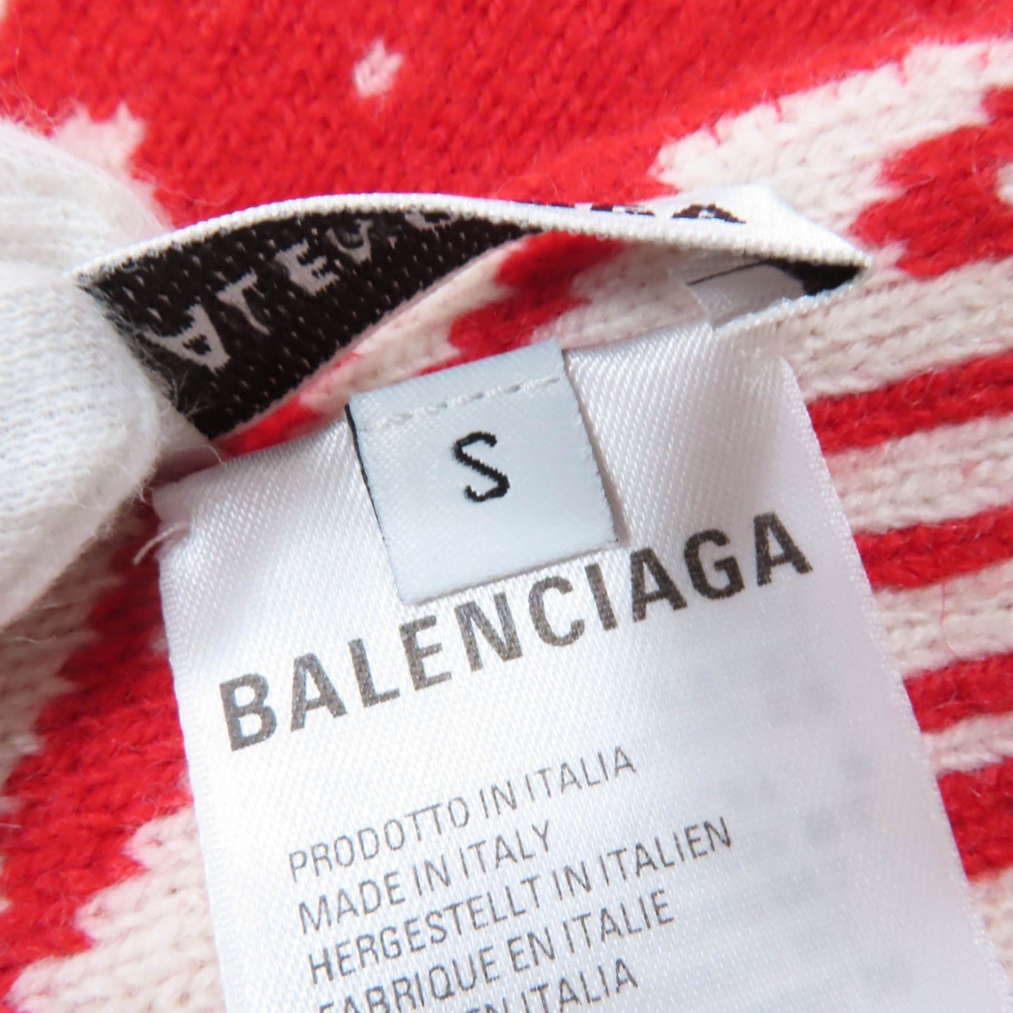Balenciaga BALENCIAGA 583121 Virgin Wool Logo Print Large Shawl Scarf, Red and Ivory, Size S, Made in Italy, Authentic, Women's Size ONE SIZE - 6 Thumbnail