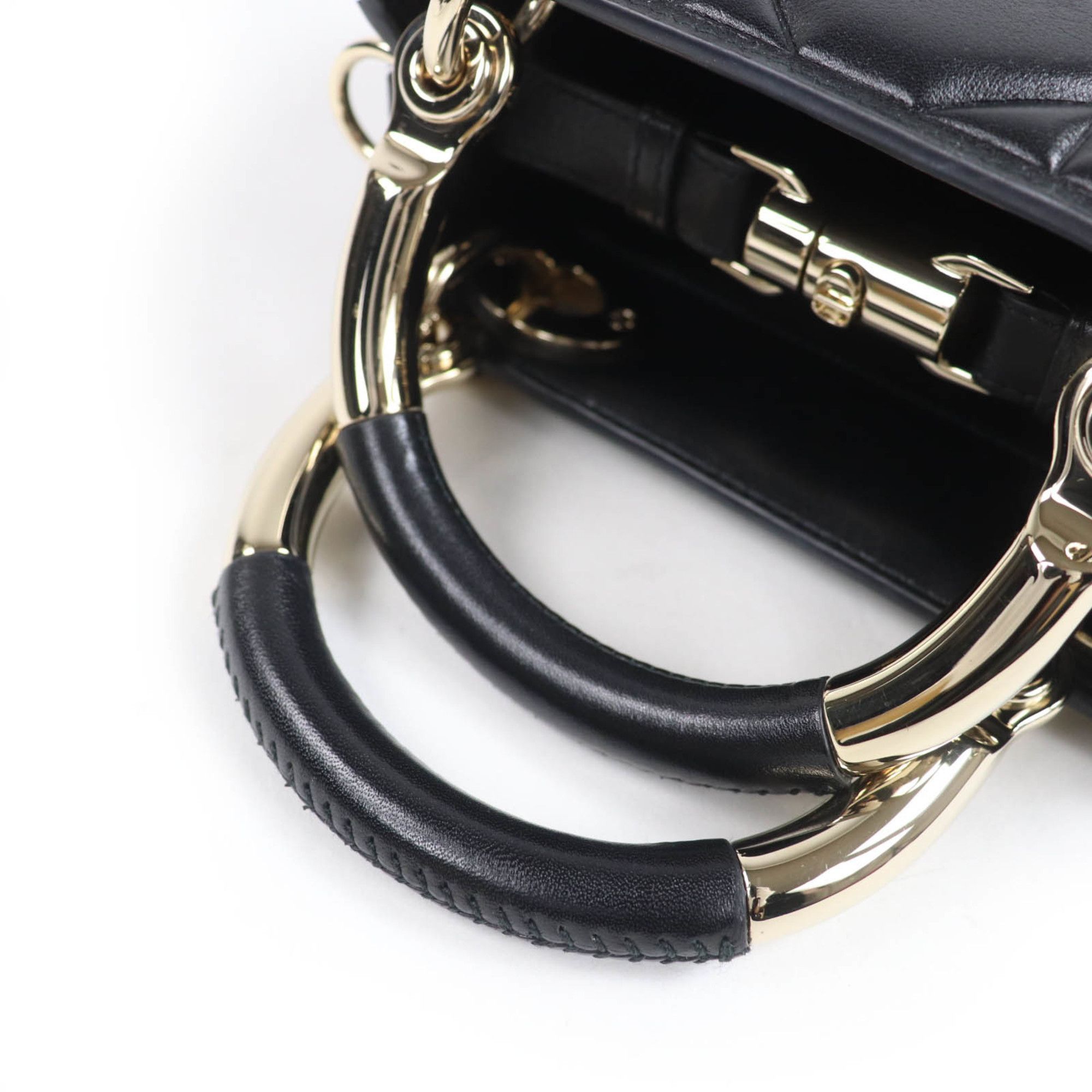 Dior Christian Dior Cannage Lady 95.22 Mini Lambskin 2-Way Handbag/Shoulder Bag, Black, Gold Hardware, Dust Bag Included, Made in Italy Size ONE SIZE - 6 Thumbnail