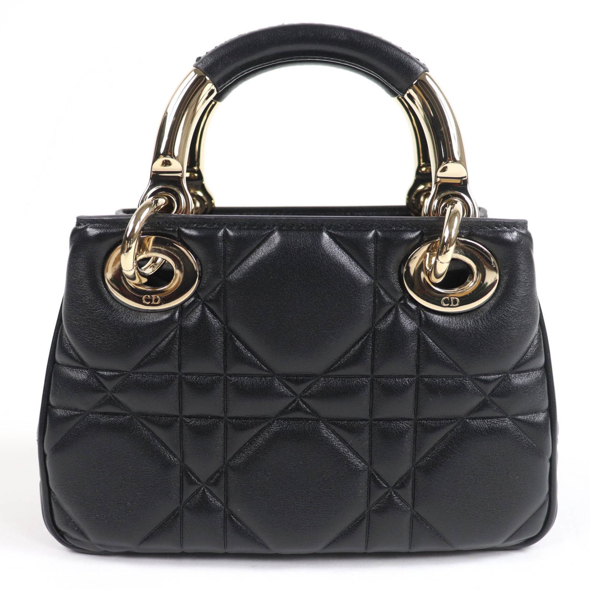 Dior Christian Dior Cannage Lady 95.22 Mini Lambskin 2-Way Handbag/Shoulder Bag, Black, Gold Hardware, Dust Bag Included, Made in Italy Size ONE SIZE - 3 Thumbnail