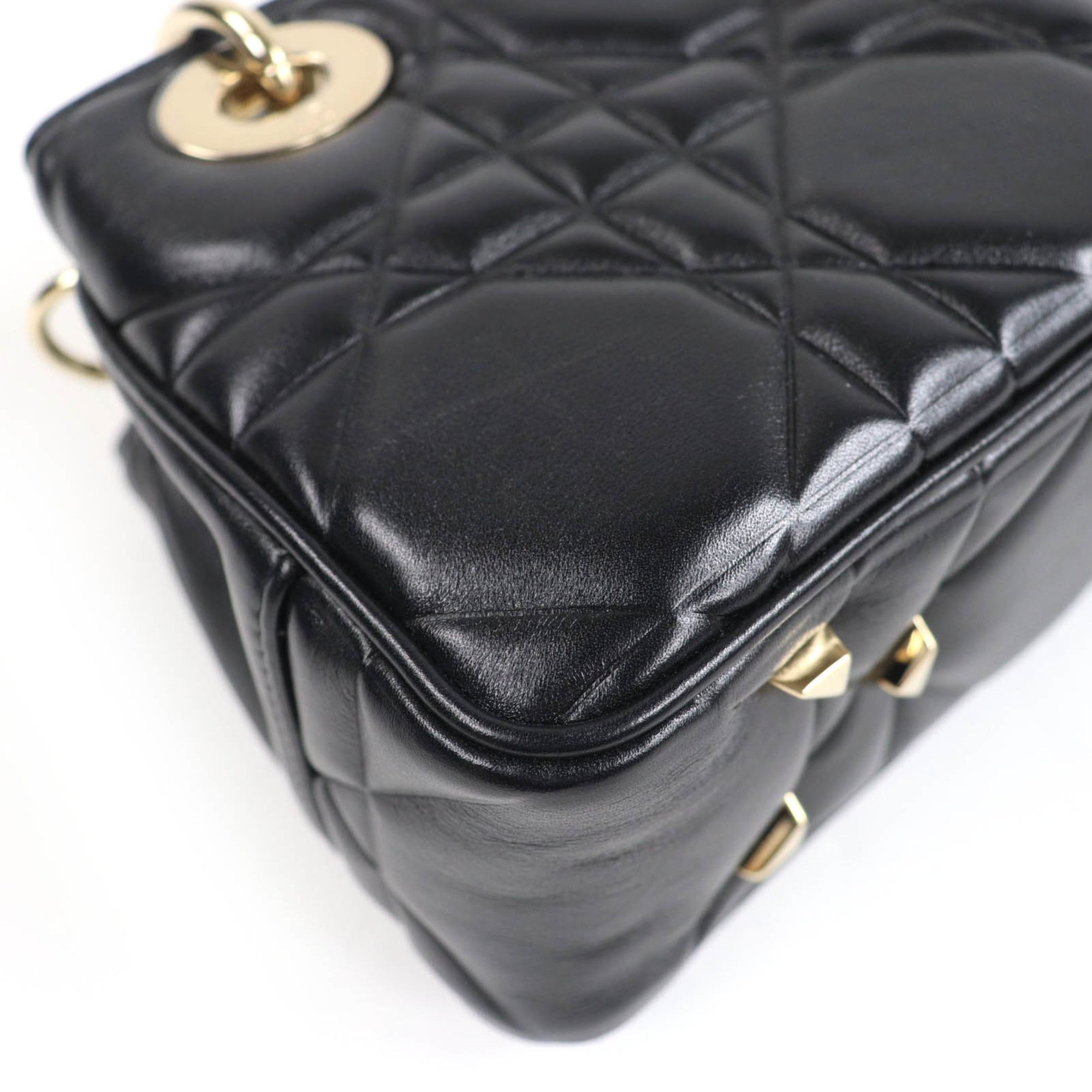 Dior Christian Dior Cannage Lady 95.22 Mini Lambskin 2-Way Handbag/Shoulder Bag, Black, Gold Hardware, Dust Bag Included, Made in Italy Size ONE SIZE - 7 Thumbnail