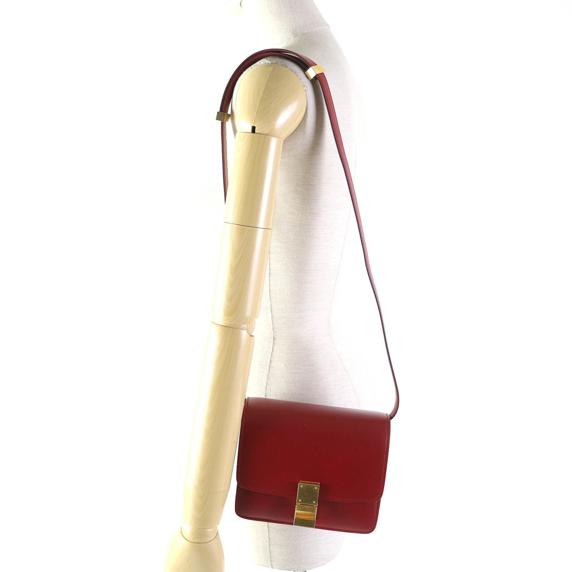 Celine CELINE CLASSIC BOX Small (189183DLS) Classic Box Leather Shoulder Bag in Red with Gold Hardware and Dust Bag, Made Italy Size ONE SIZE - 9 Thumbnail
