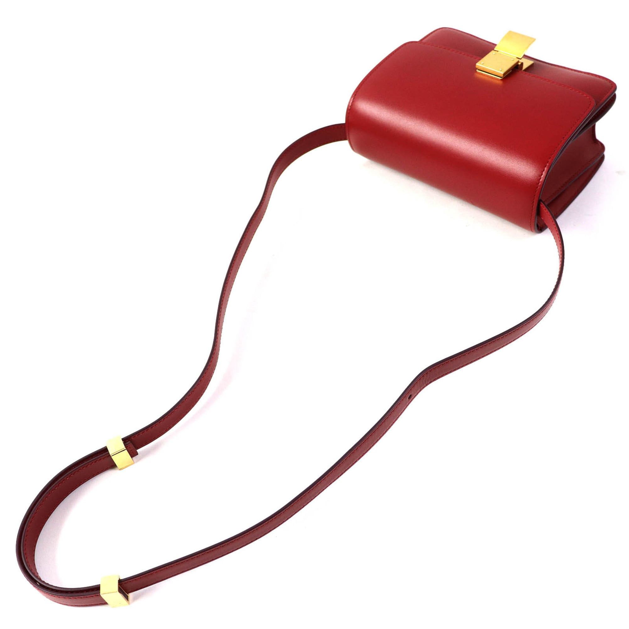 Celine CELINE CLASSIC BOX Small (189183DLS) Classic Box Leather Shoulder Bag in Red with Gold Hardware and Dust Bag, Made Italy Size ONE SIZE - 5 Thumbnail