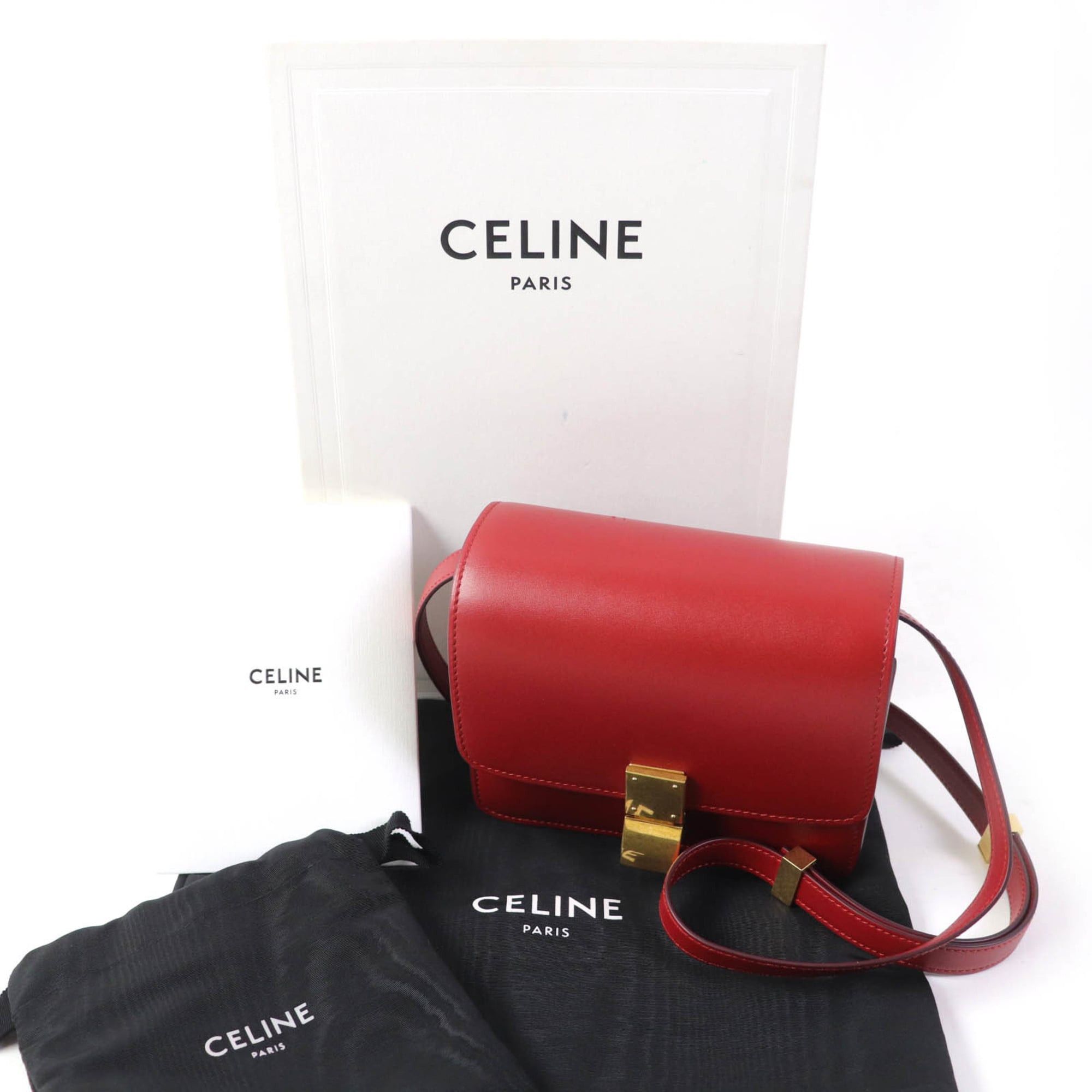 Celine CELINE CLASSIC BOX Small (189183DLS) Classic Box Leather Shoulder Bag in Red with Gold Hardware and Dust Bag, Made Italy Size ONE SIZE - 2 Thumbnail