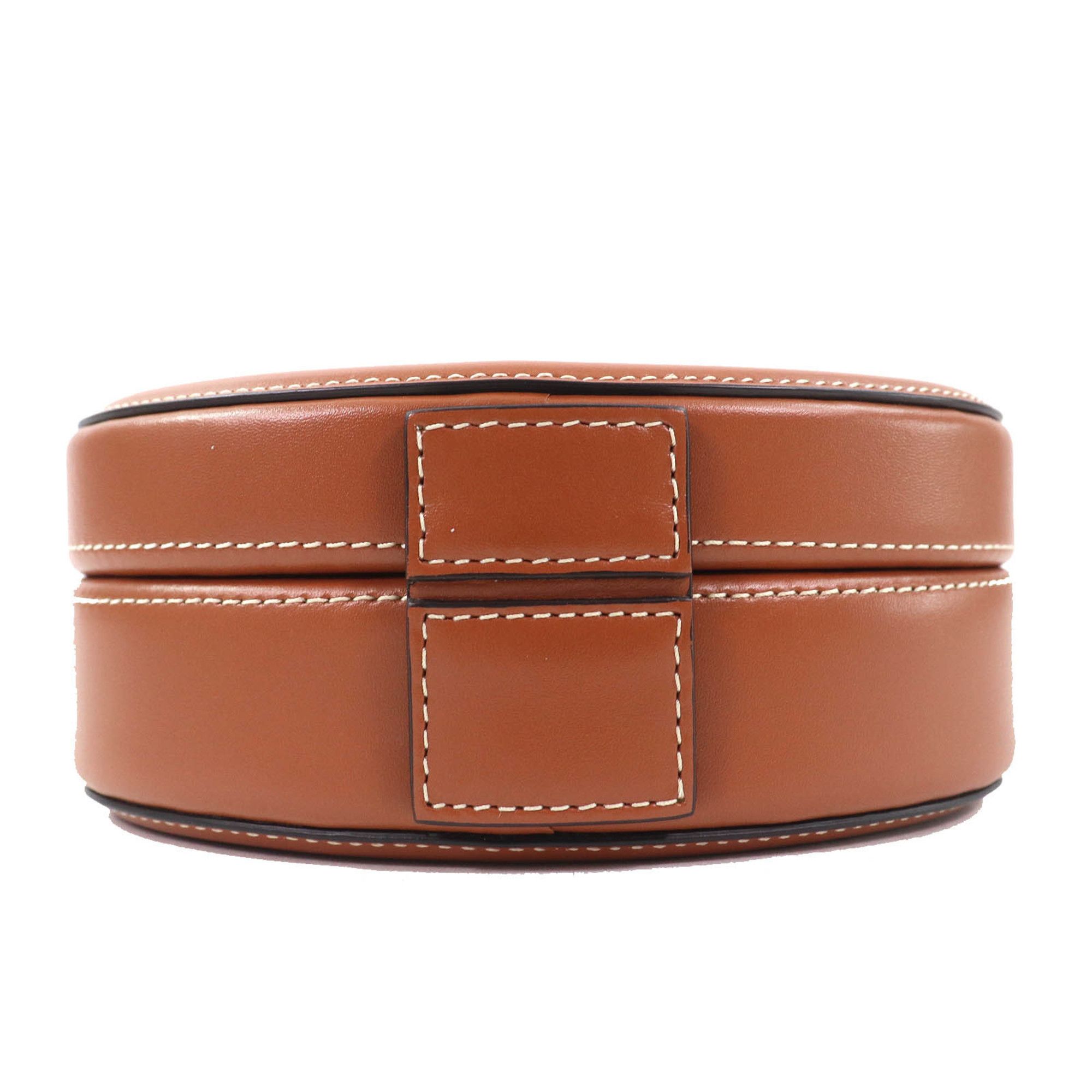 Celine CELINE 198613 Oval Minaudière Cuir Triomphe Smooth Calfskin Leather Handbag in Tan and Brown, Includes Dust Bag, Made Italy Size ONE SIZE - 5 Thumbnail