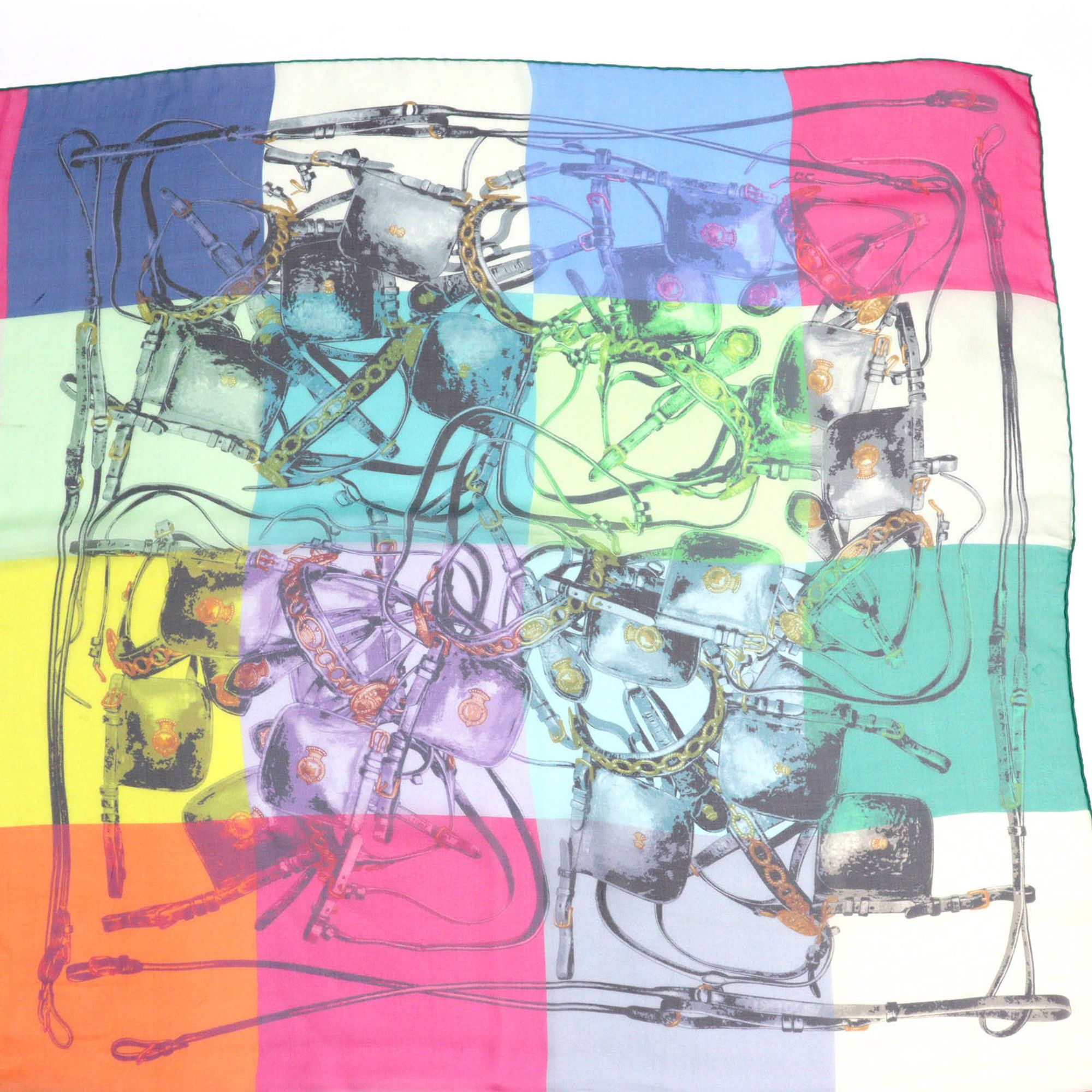 Hermes HERMES Brides Rebelles Saddlery, 100% Silk, Carré Size 140, Large Shawl/Scarf, Multicolor, Made in France, Women's Size ONE SIZE - 2 Thumbnail