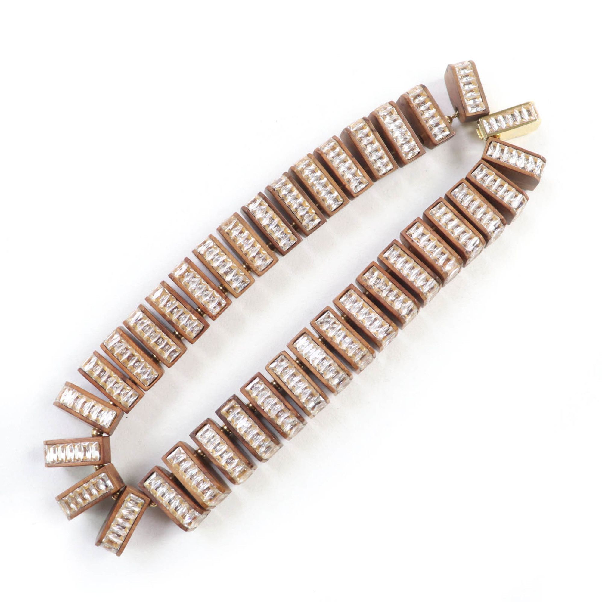 Bottega Veneta BOTTEGA VENETA Radica Wood and Cubic Zirconia 925 Necklace/Choker, Brown, with Dust Bag, Made in Italy, Weight: 185g, Women's Size ONE SIZE - 5 Thumbnail