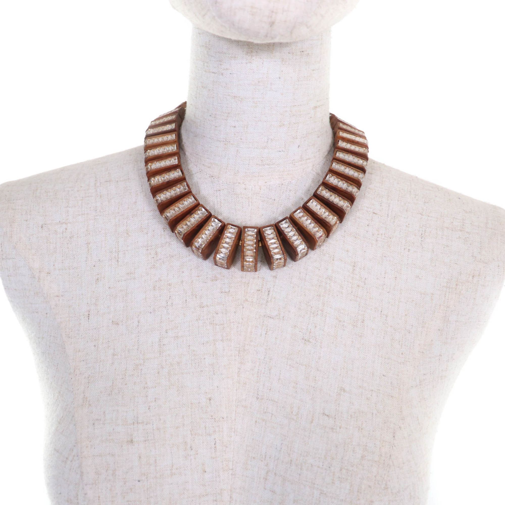 Bottega Veneta BOTTEGA VENETA Radica Wood and Cubic Zirconia 925 Necklace/Choker, Brown, with Dust Bag, Made in Italy, Weight: 185g, Women's Size ONE SIZE - 4 Thumbnail