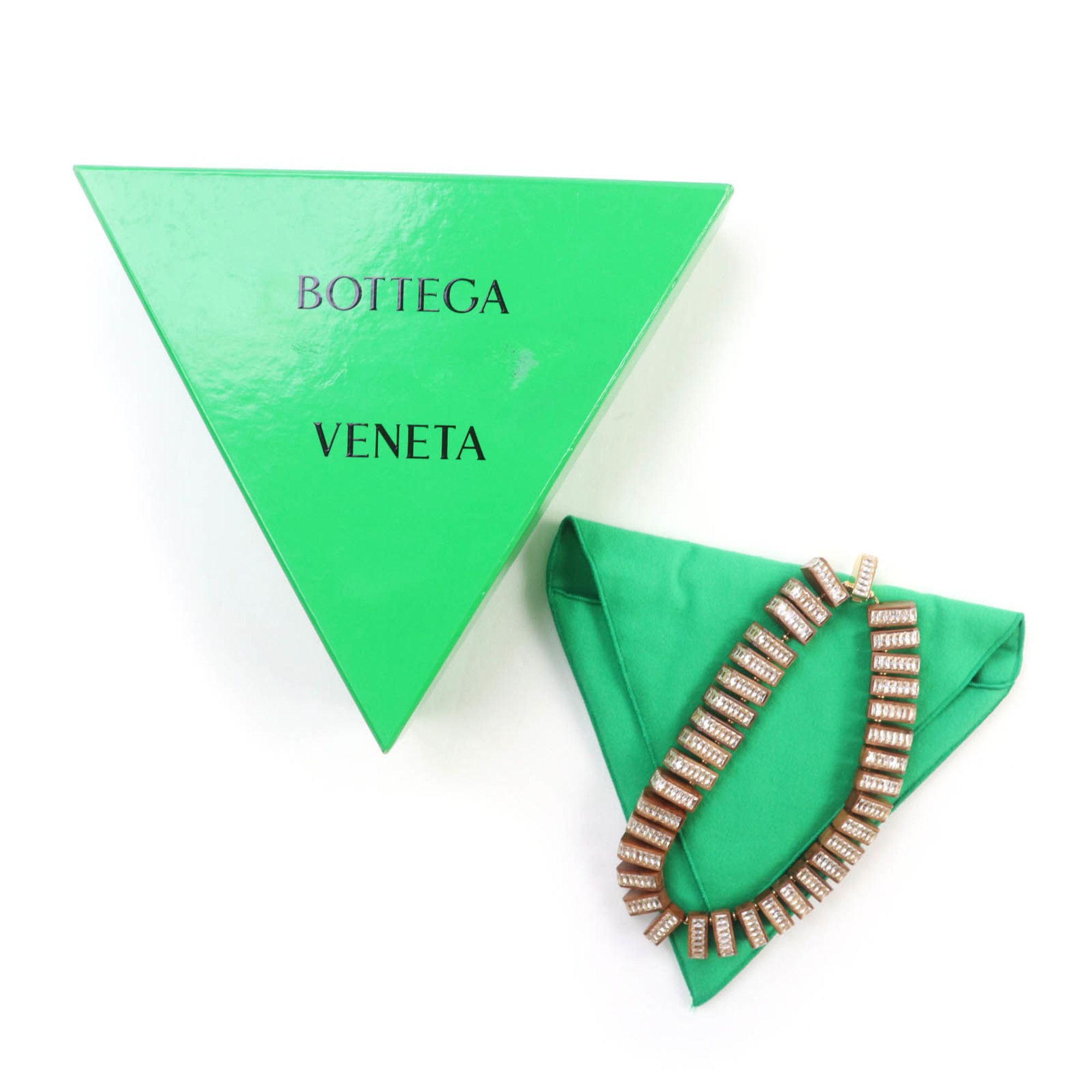 Bottega Veneta BOTTEGA VENETA Radica Wood and Cubic Zirconia 925 Necklace/Choker, Brown, with Dust Bag, Made in Italy, Weight: 185g, Women's Size ONE SIZE - 2 Thumbnail