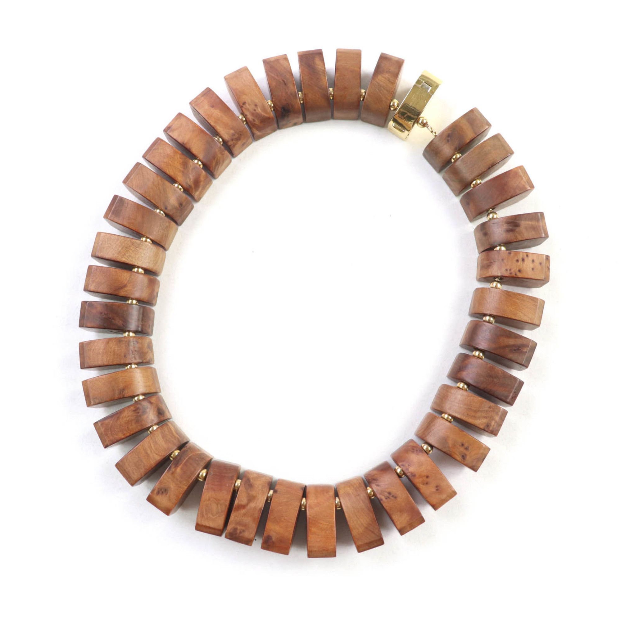 Bottega Veneta BOTTEGA VENETA Radica Wood and Cubic Zirconia 925 Necklace/Choker, Brown, with Dust Bag, Made in Italy, Weight: 185g, Women's Size ONE SIZE - 3 Thumbnail