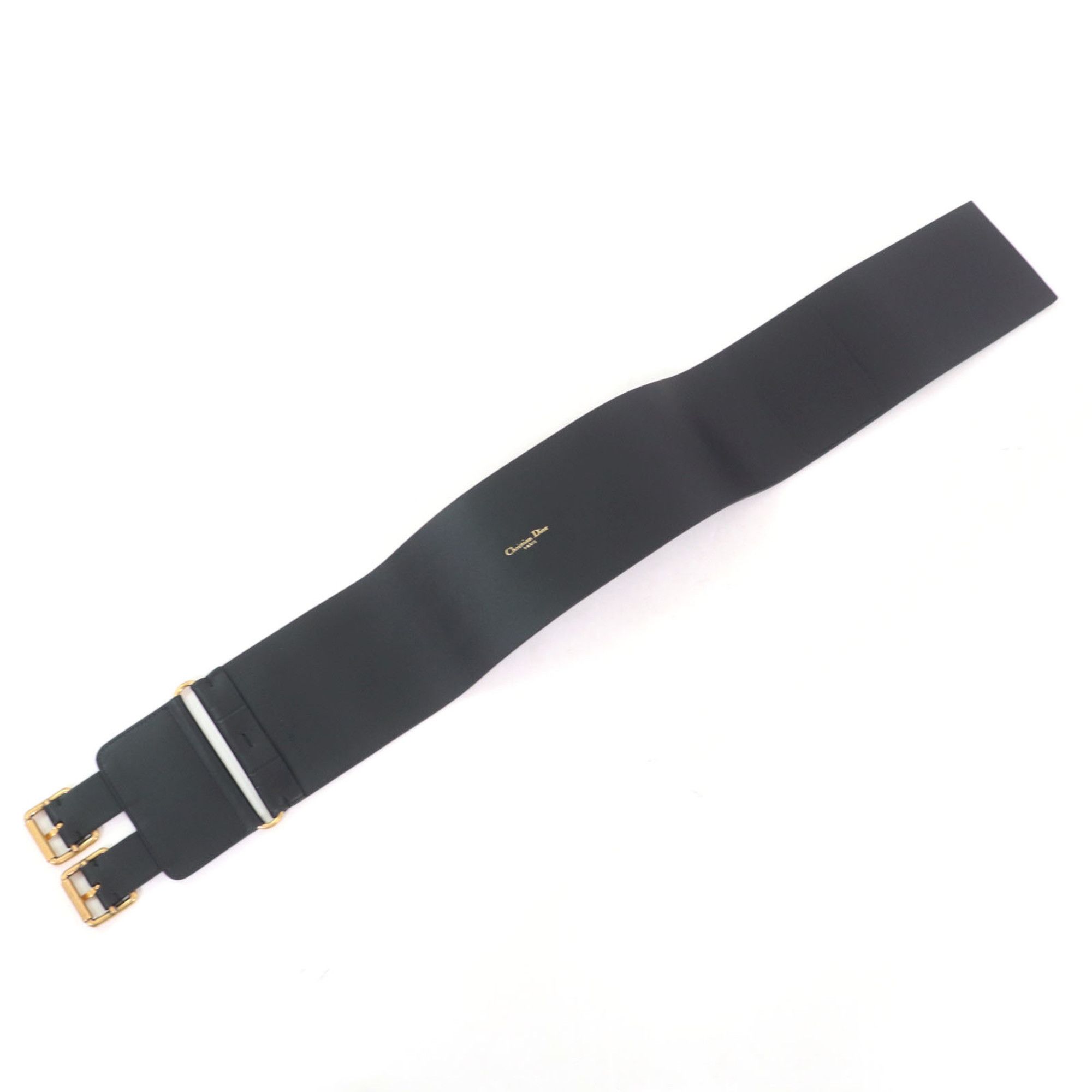 Dior Christian Dior D-WAIST Maxi Double Gold Buckle Leather Belt in Black with Hardware, Size 70, Made Italy Size ONE SIZE - 4 Thumbnail
