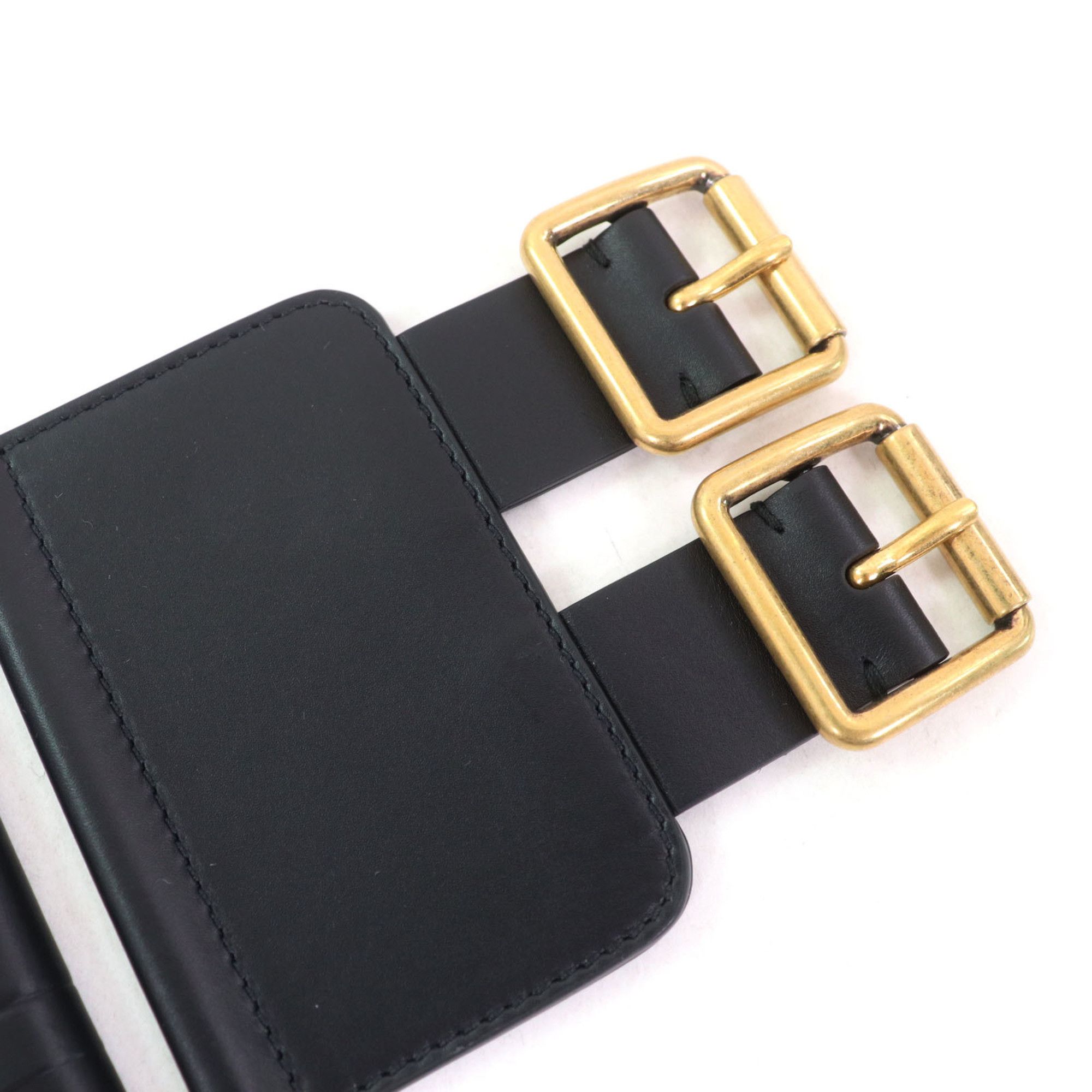 Dior Christian Dior D-WAIST Maxi Double Gold Buckle Leather Belt in Black with Hardware, Size 70, Made Italy Size ONE SIZE - 6 Thumbnail