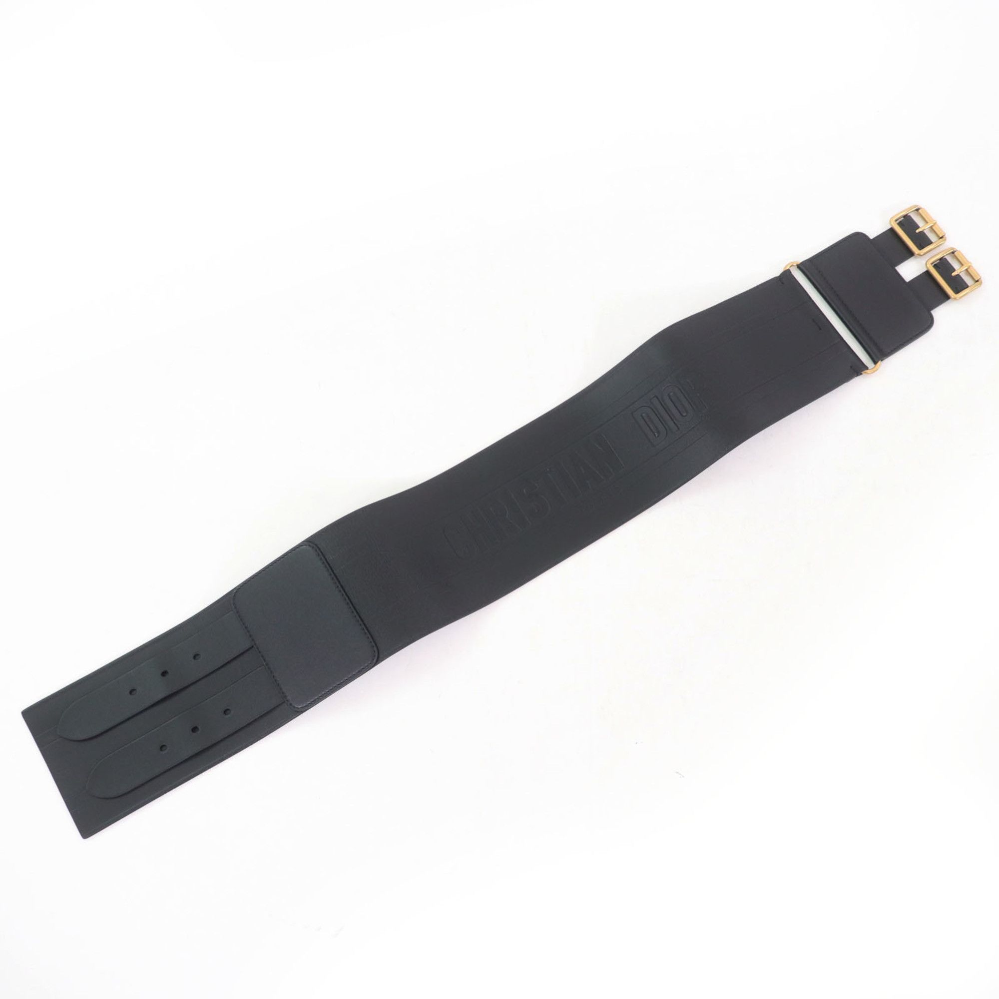 Dior Christian Dior D-WAIST Maxi Double Gold Buckle Leather Belt in Black with Hardware, Size 70, Made Italy Size ONE SIZE - 3 Thumbnail