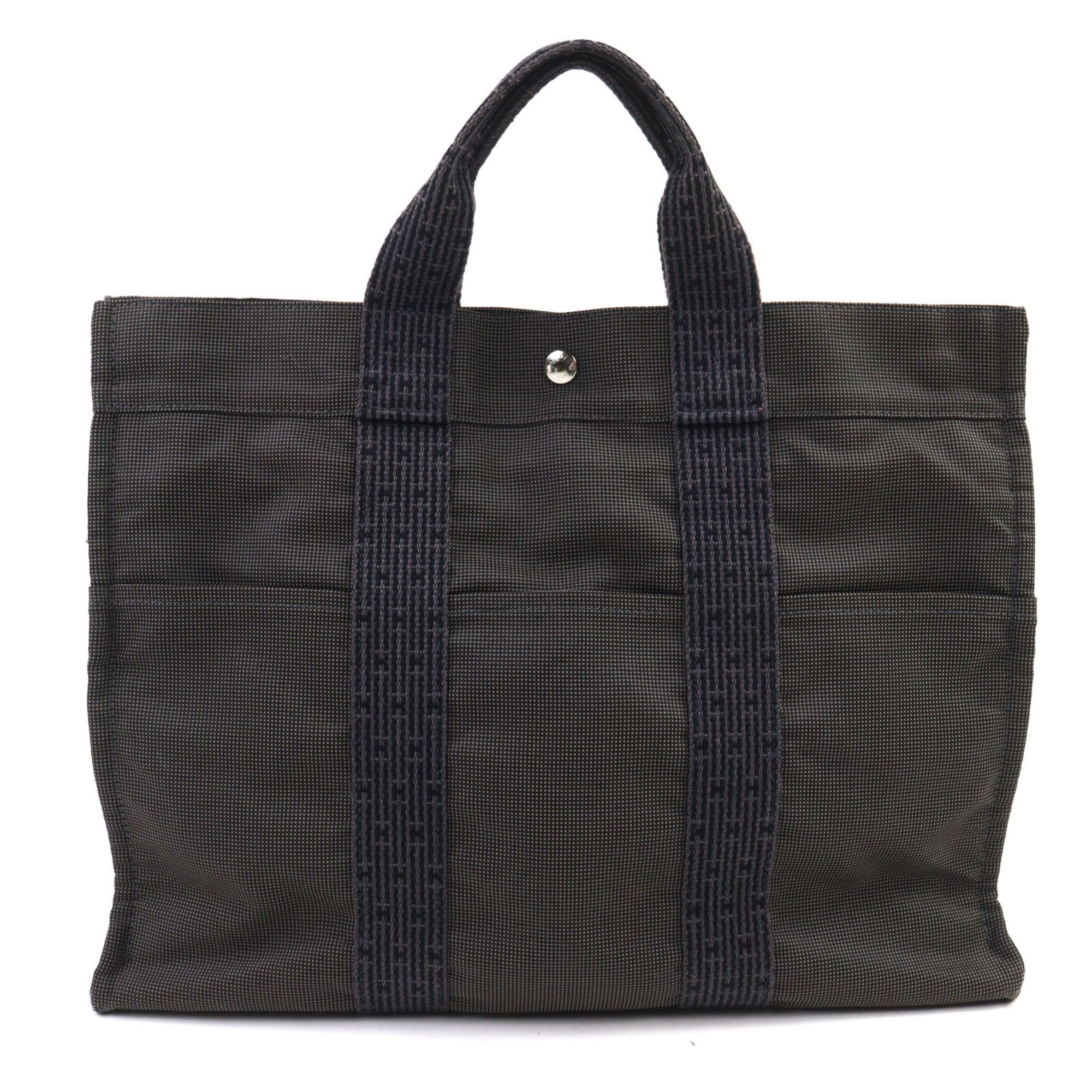 Hermes HERMES Air Line MM Silver Hardware H Logo with Serie Buttons Canvas Tote Bag Gray Made in France Women's Size ONE SIZE - 2 Thumbnail