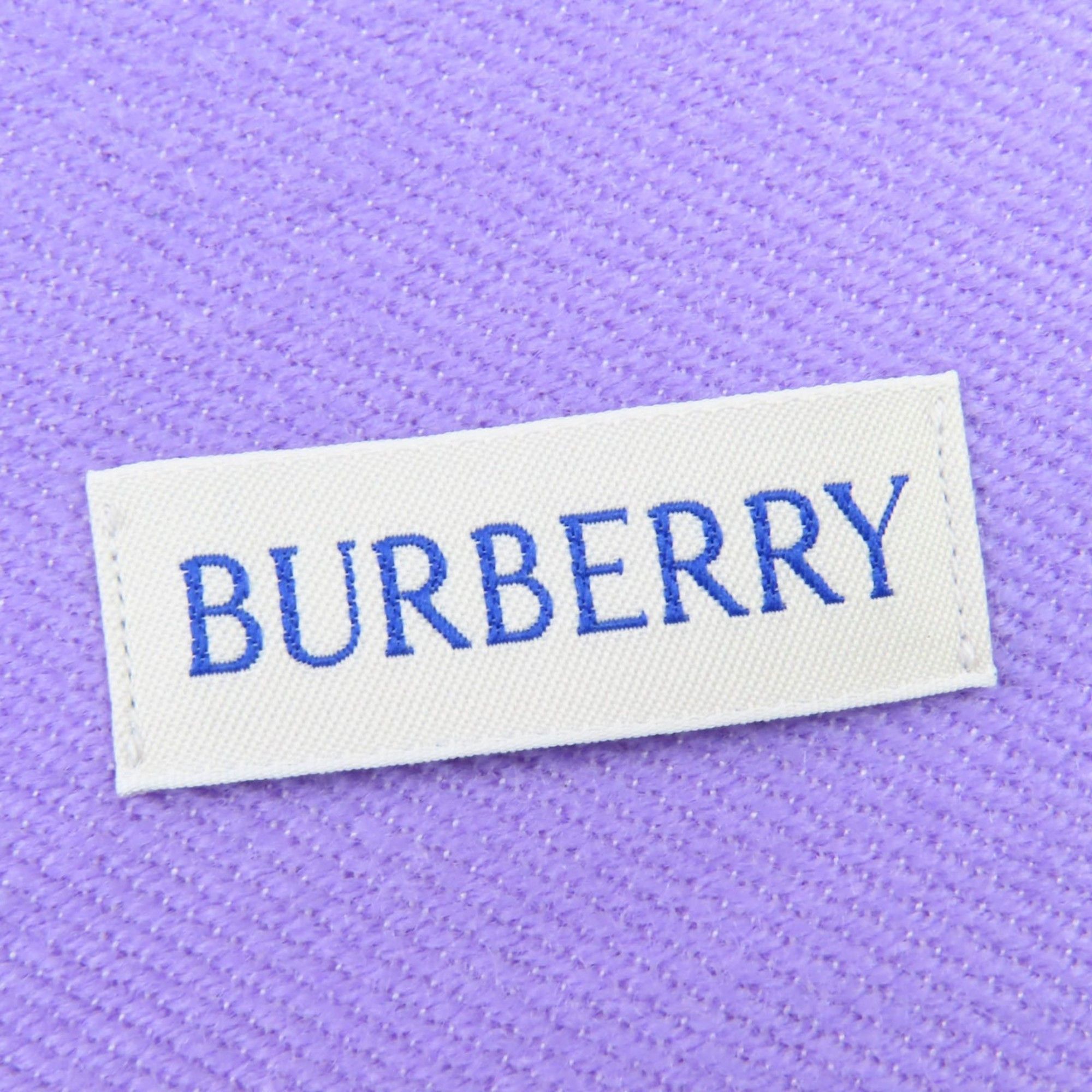 Burberry BURBERRY Wool and Silk Fringed Logo Scarf, Purple Ivory, 188 x 33cm, Made in Italy, Authentic, Women's Size ONE SIZE - 6 Thumbnail