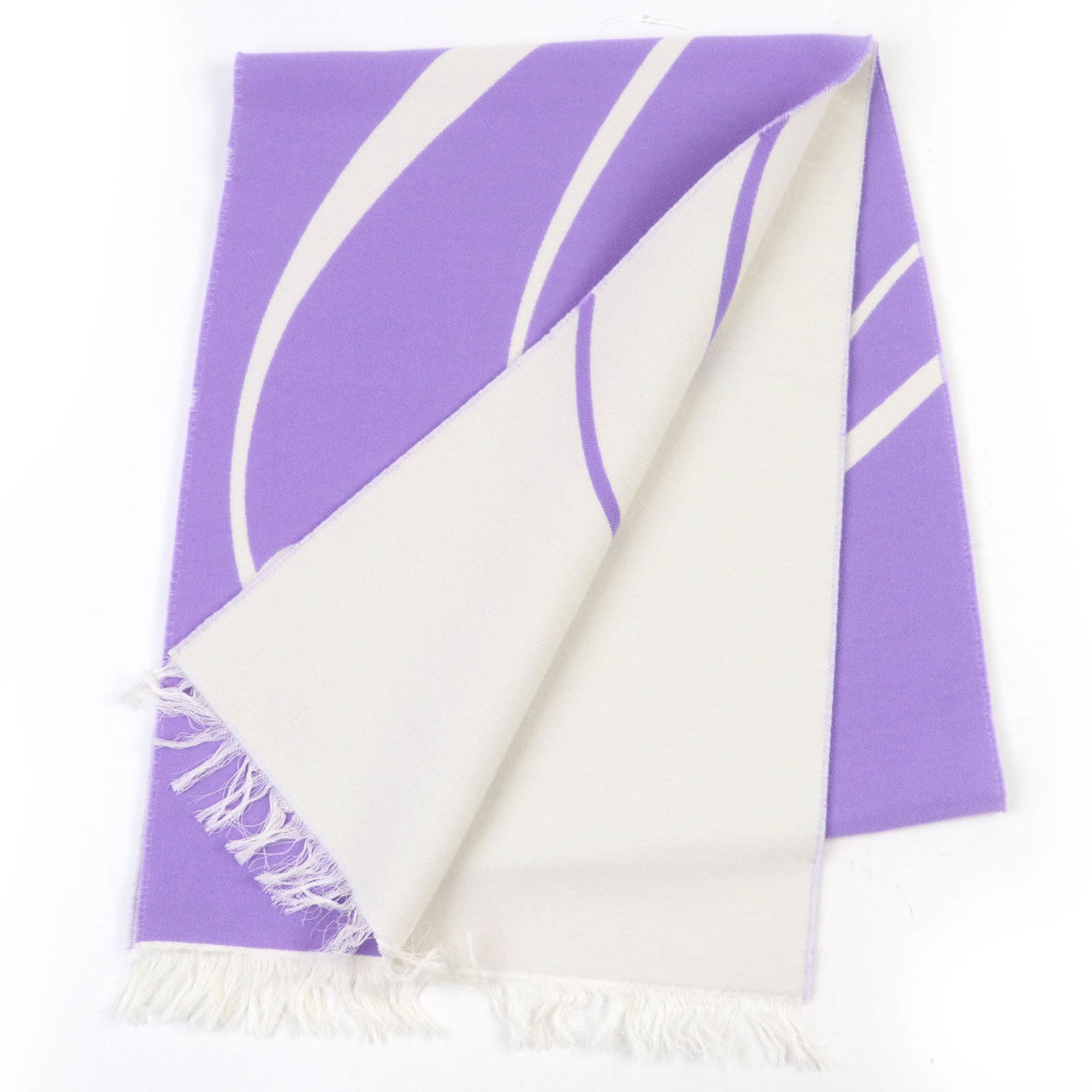 Burberry BURBERRY Wool and Silk Fringed Logo Scarf, Purple Ivory, 188 x 33cm, Made in Italy, Authentic, Women's Size ONE SIZE - 2 Thumbnail