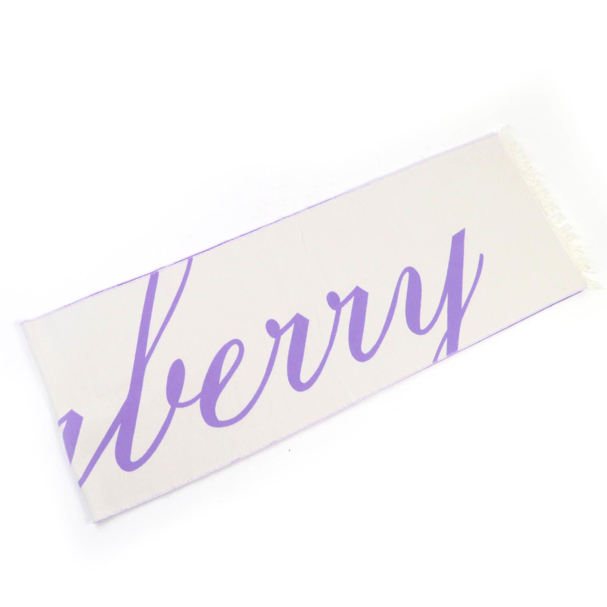 Burberry BURBERRY Wool and Silk Fringed Logo Scarf, Purple Ivory, 188 x 33cm, Made in Italy, Authentic, Women's Size ONE SIZE - 4 Thumbnail
