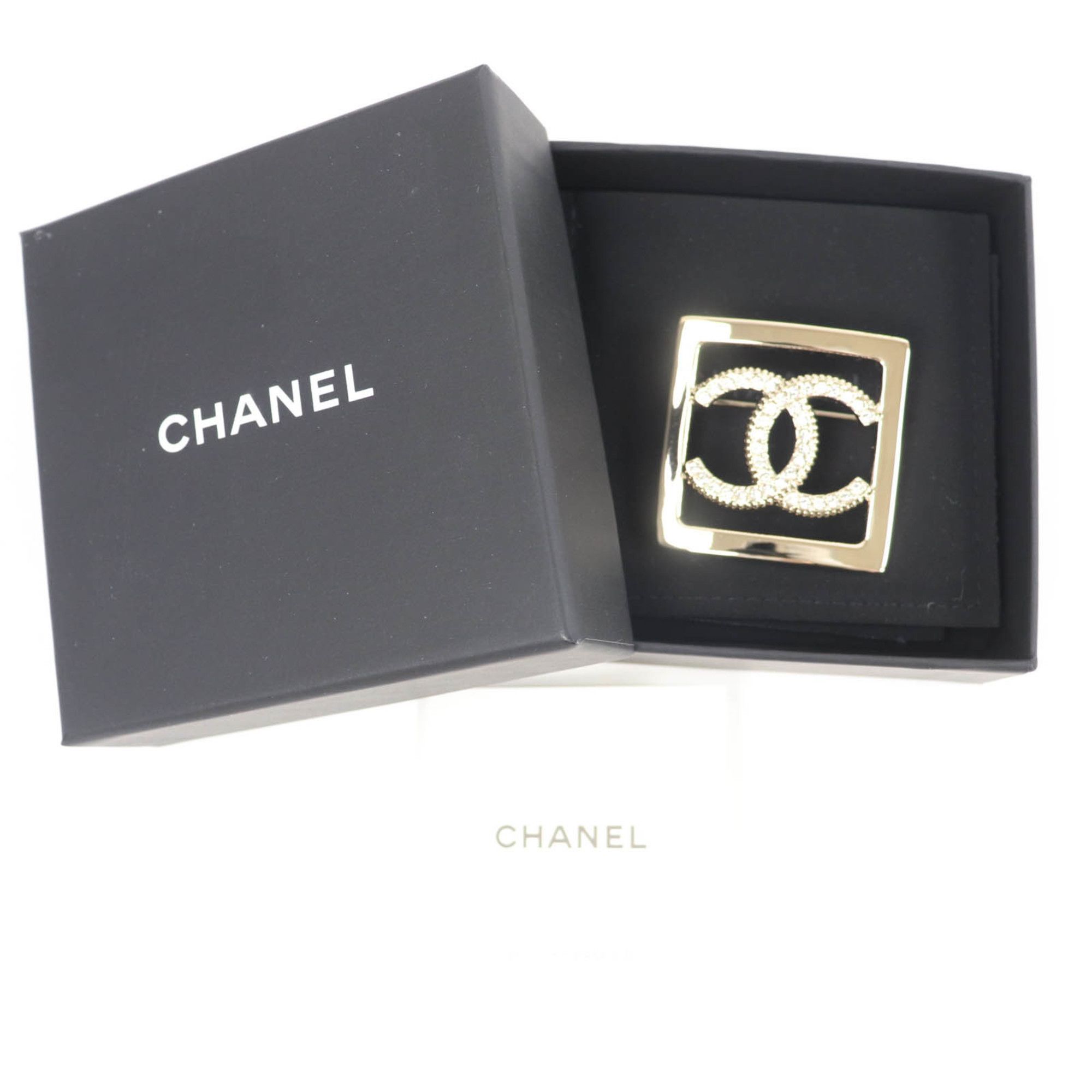 Chanel CHANEL A23P Coco Mark Rhinestone Brooch, Gold, with Box, Made in France, Women's Size ONE SIZE - 2 Thumbnail