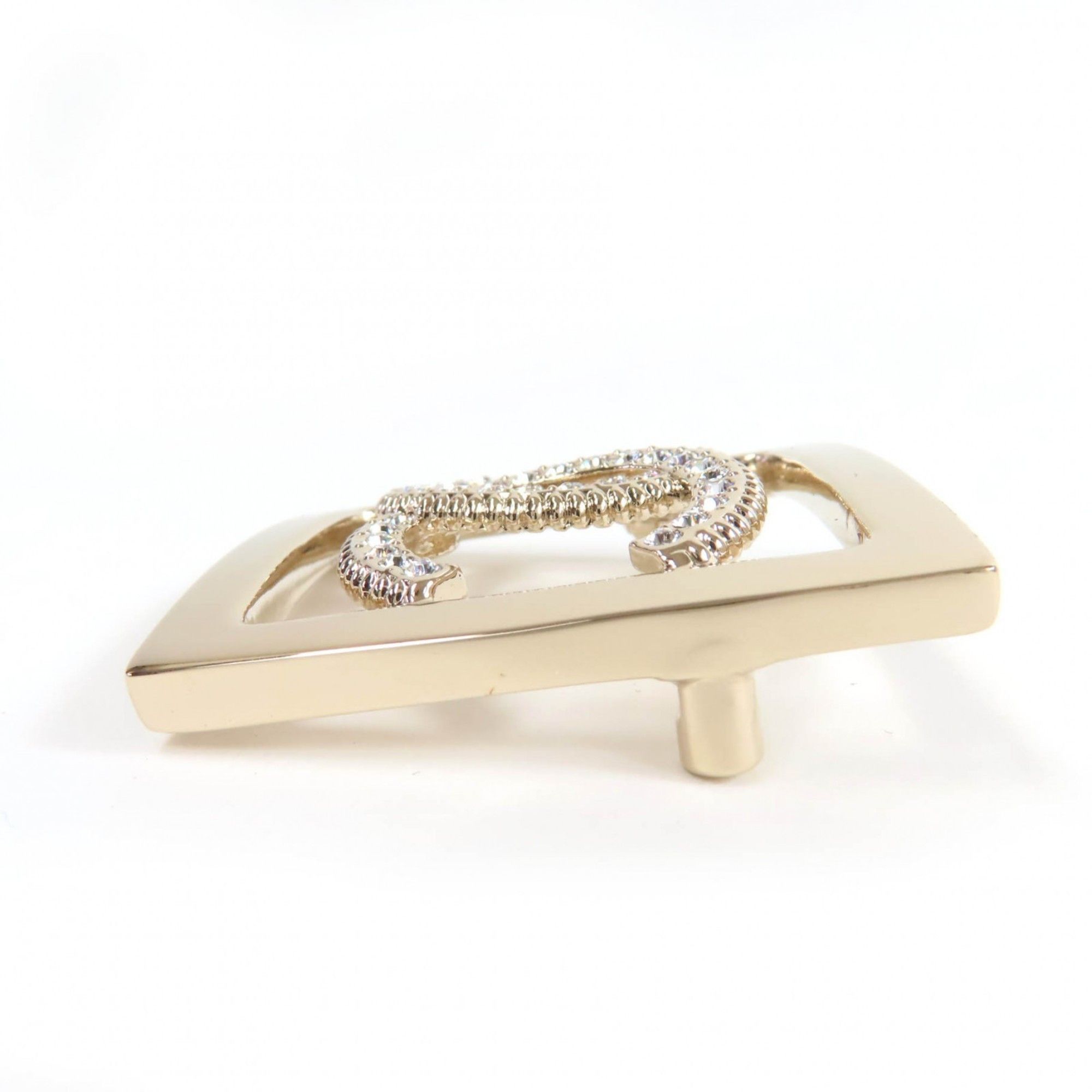Chanel CHANEL A23P Coco Mark Rhinestone Brooch, Gold, with Box, Made in France, Women's Size ONE SIZE - 3 Thumbnail