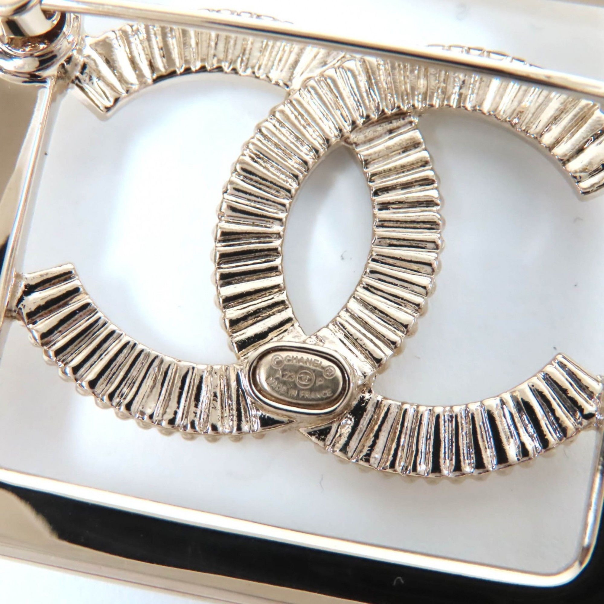 Chanel CHANEL A23P Coco Mark Rhinestone Brooch, Gold, with Box, Made in France, Women's Size ONE SIZE - 7 Thumbnail