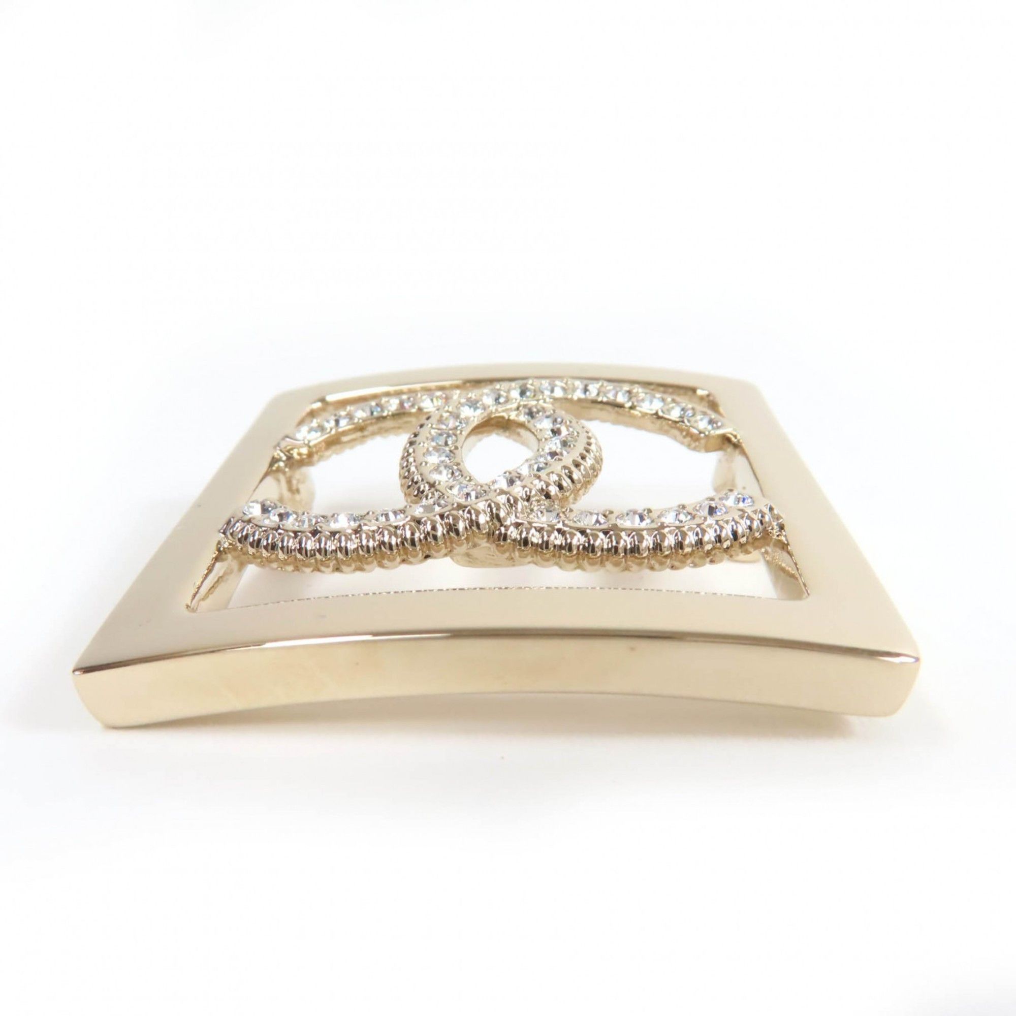 Chanel CHANEL A23P Coco Mark Rhinestone Brooch, Gold, with Box, Made in France, Women's Size ONE SIZE - 4 Thumbnail