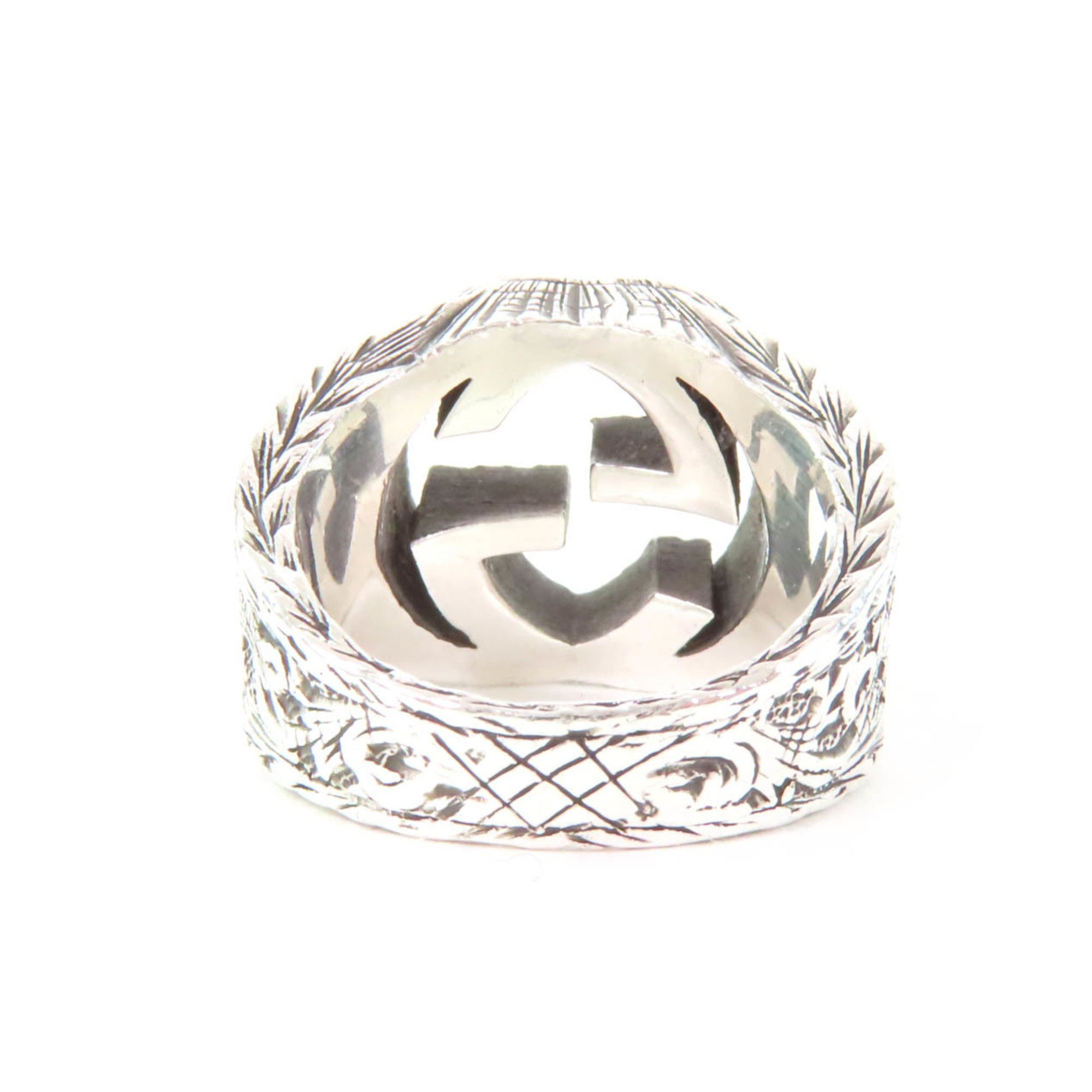 Gucci GUCCI 455302 Interlocking G Arabesque Ring, AG925 Silver, Size 9, Made in Italy, Women's Size ONE SIZE - 3 Thumbnail