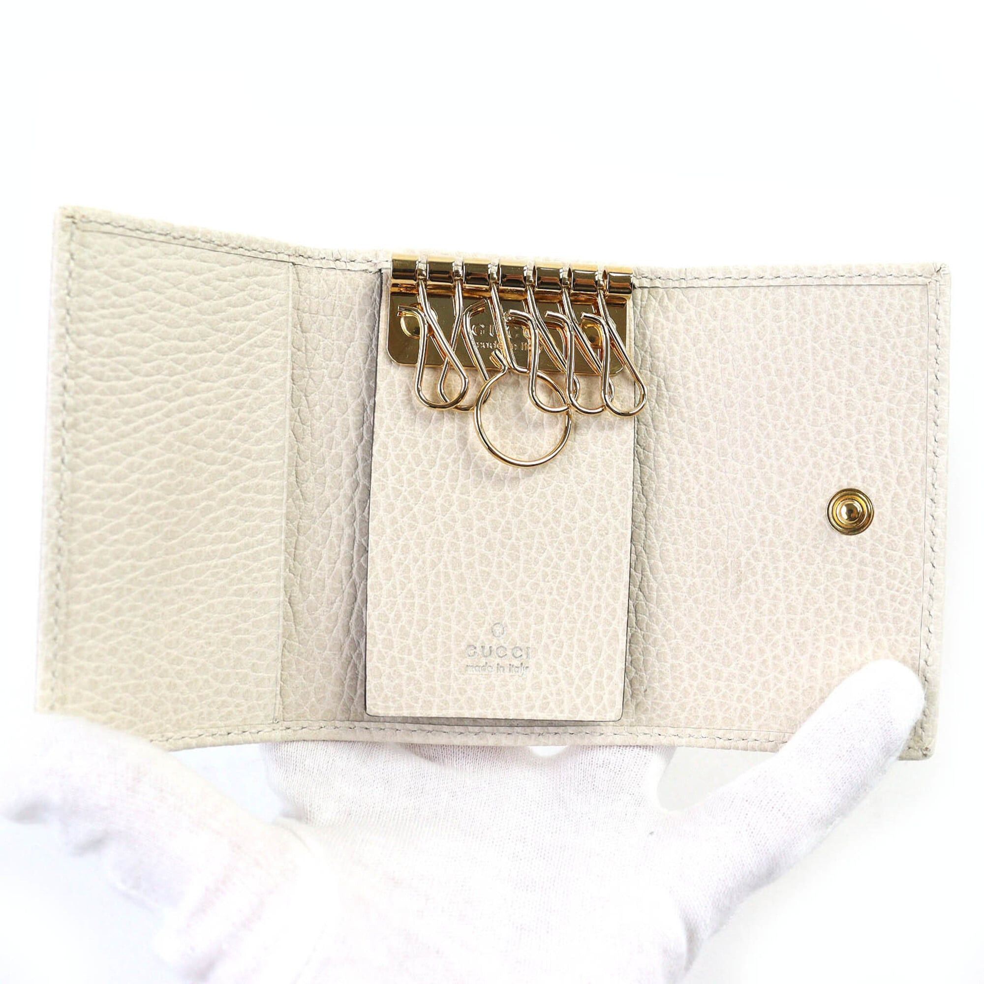 Gucci GUCCI 456118 Double G 6-Hook Leather Key Case in Light Beige with Gold Hardware, Box and Dust Bag Included, Made Italy Size ONE SIZE - 6 Thumbnail