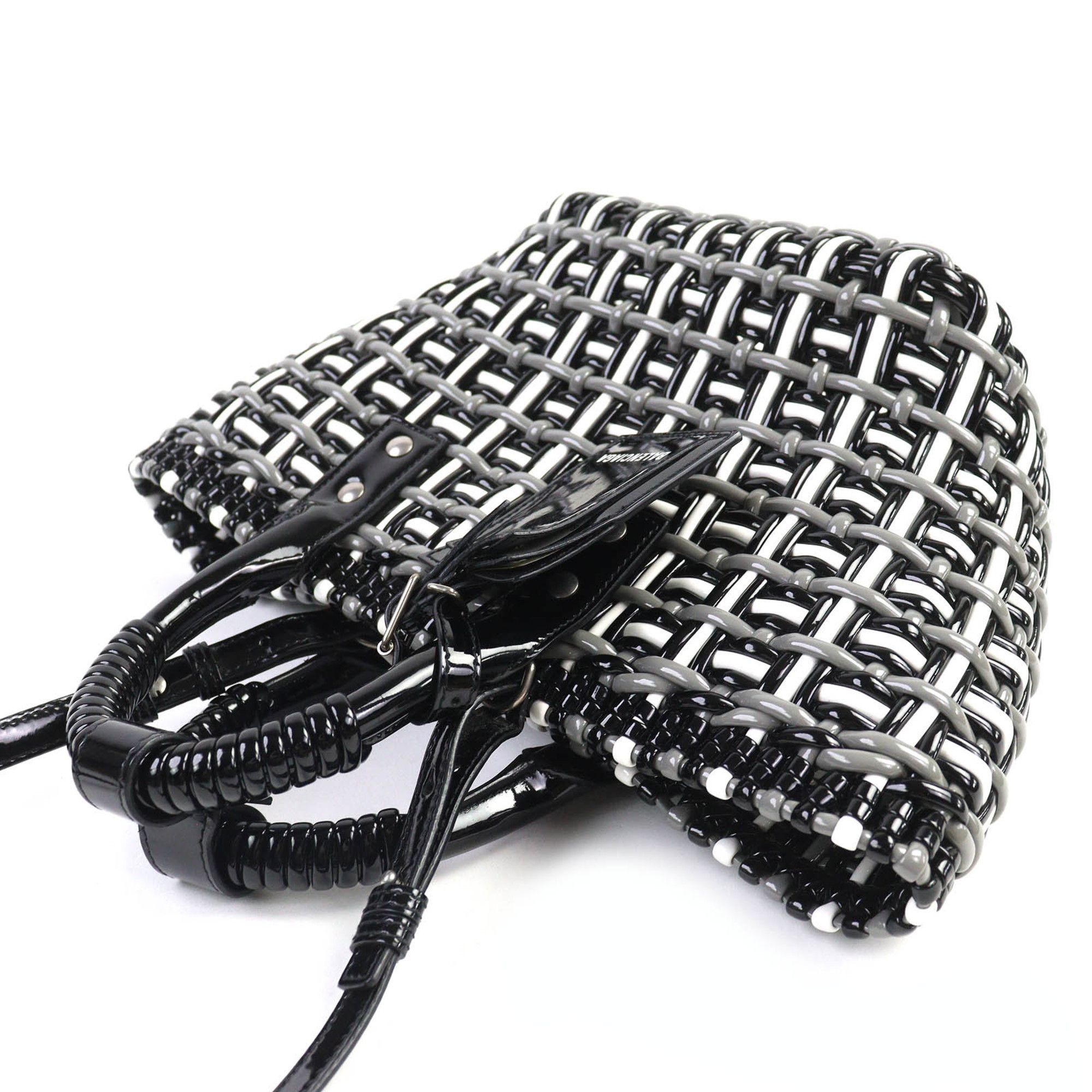 Balenciaga BALENCIAGA 671342 Bistro Basket Bag, XS, Enamel, 2-Way Handbag/Shoulder Black, Gray, White, Includes Dust Made in Italy, Women's Size ONE SIZE - 5 Thumbnail