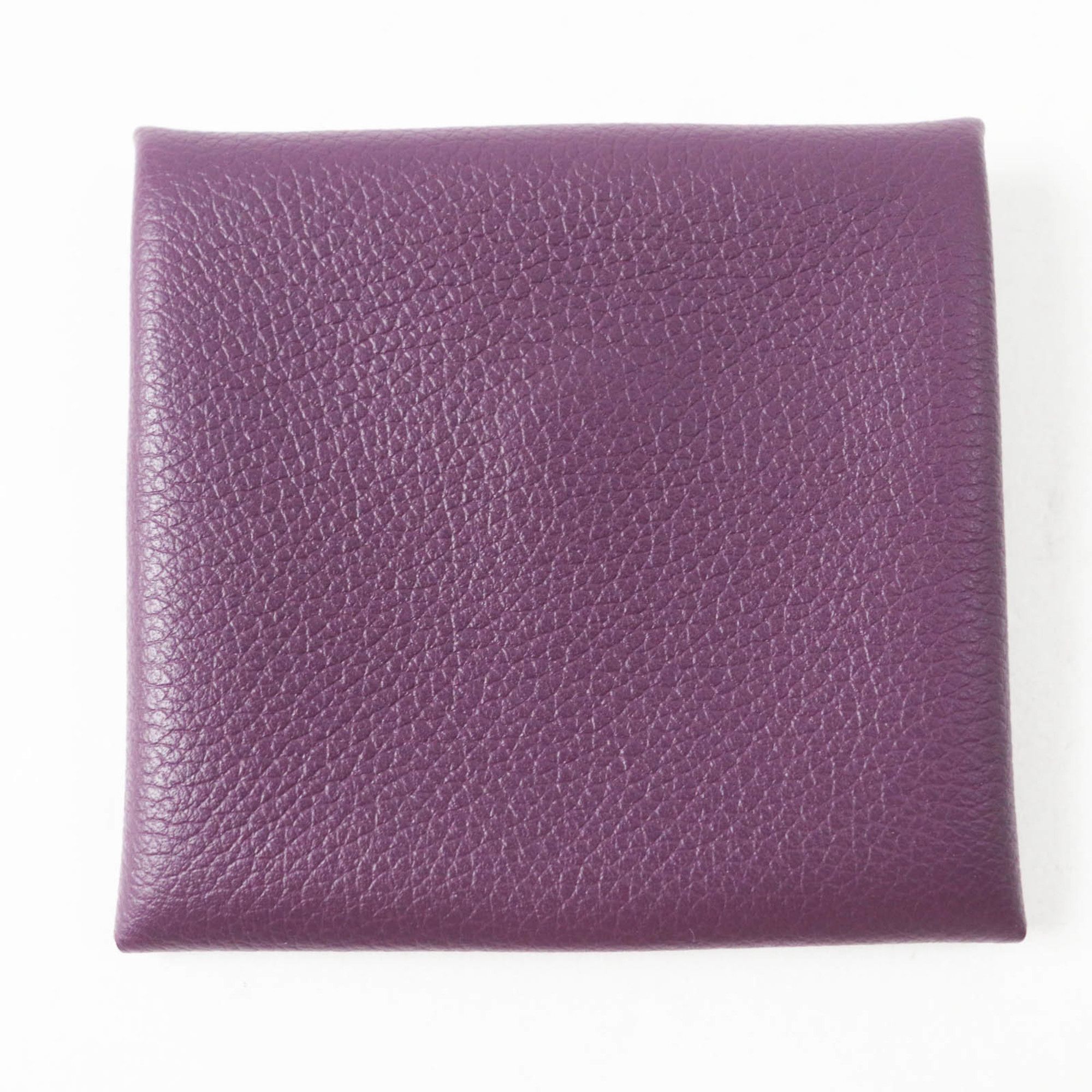 Hermes HERMES Bastia Verso Cassis Rouge Garance Silver Hardware Evercolor Wallet/Coin Case with U Stamp and Box, Authentic Made in France, Women's Size ONE SIZE - 3 Thumbnail