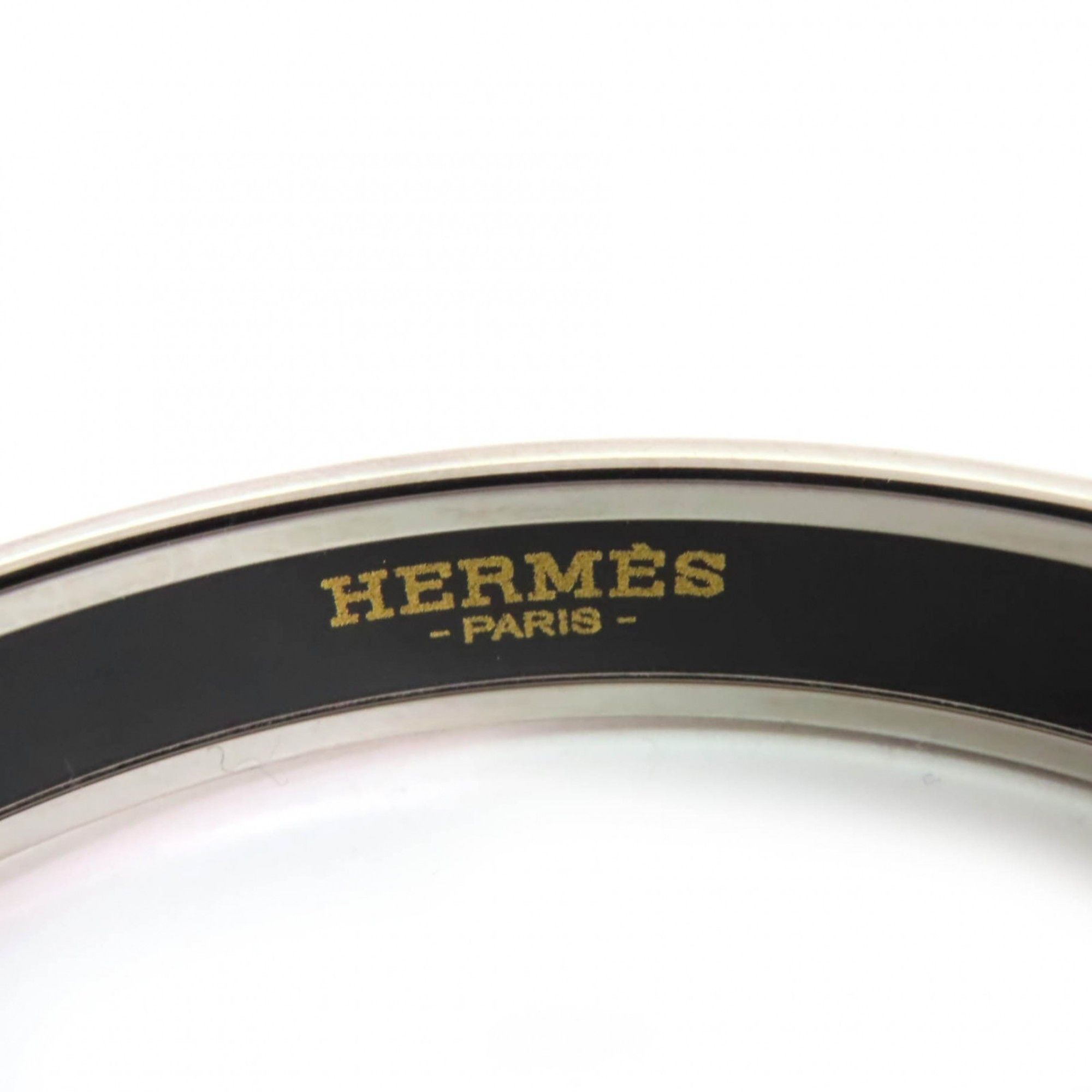 Hermes HERMES Hermès Enamel PM Carte à Joue Bangle Bracelet in Silver and White, with Box Dust Bag, Made France, Women's Size ONE SIZE - 4 Thumbnail