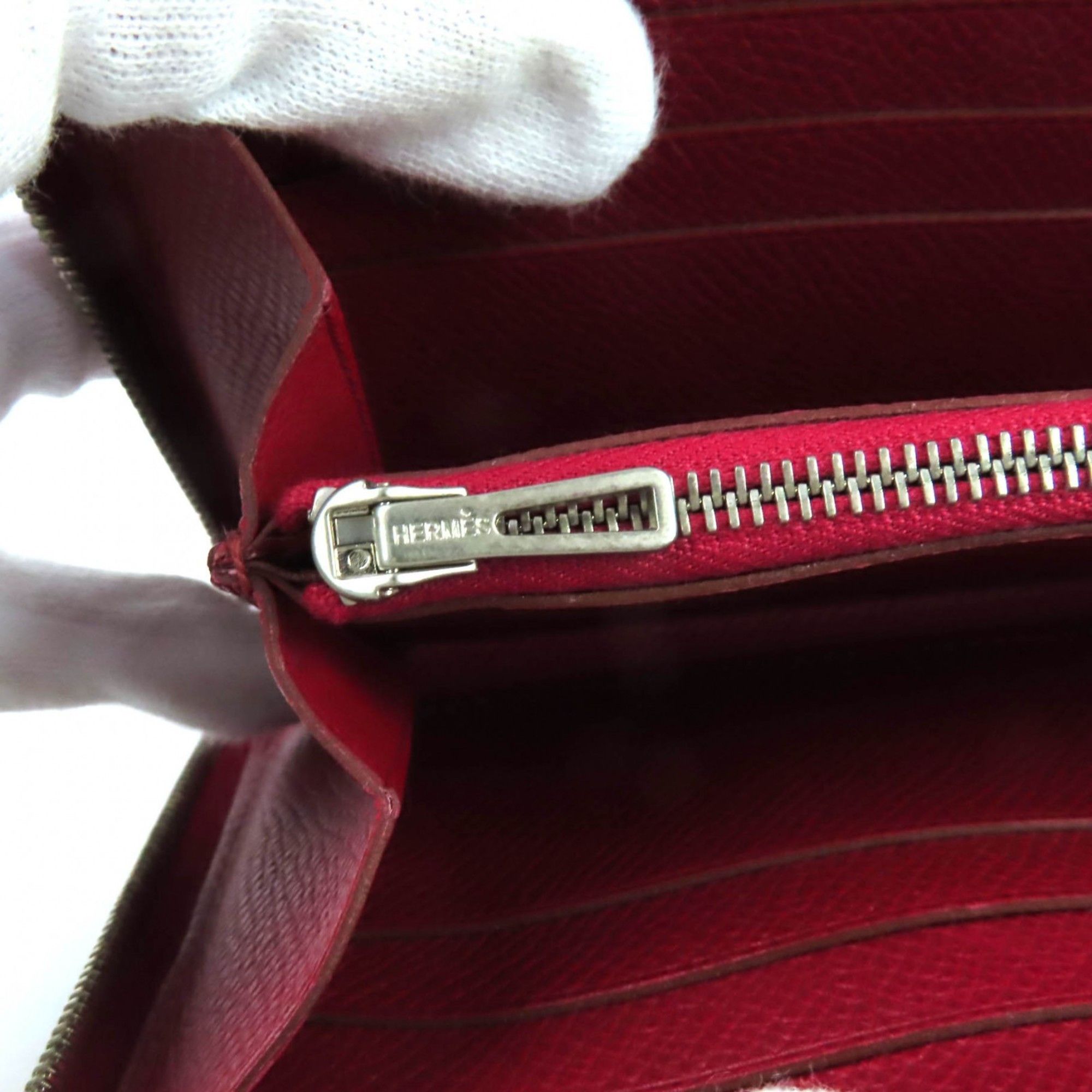 Hermes HERMES Azap Long Classic Ruby Epsom Leather Round Zip Wallet, Made in France, with Box, Stamped R, Women's Size ONE SIZE - 9 Thumbnail