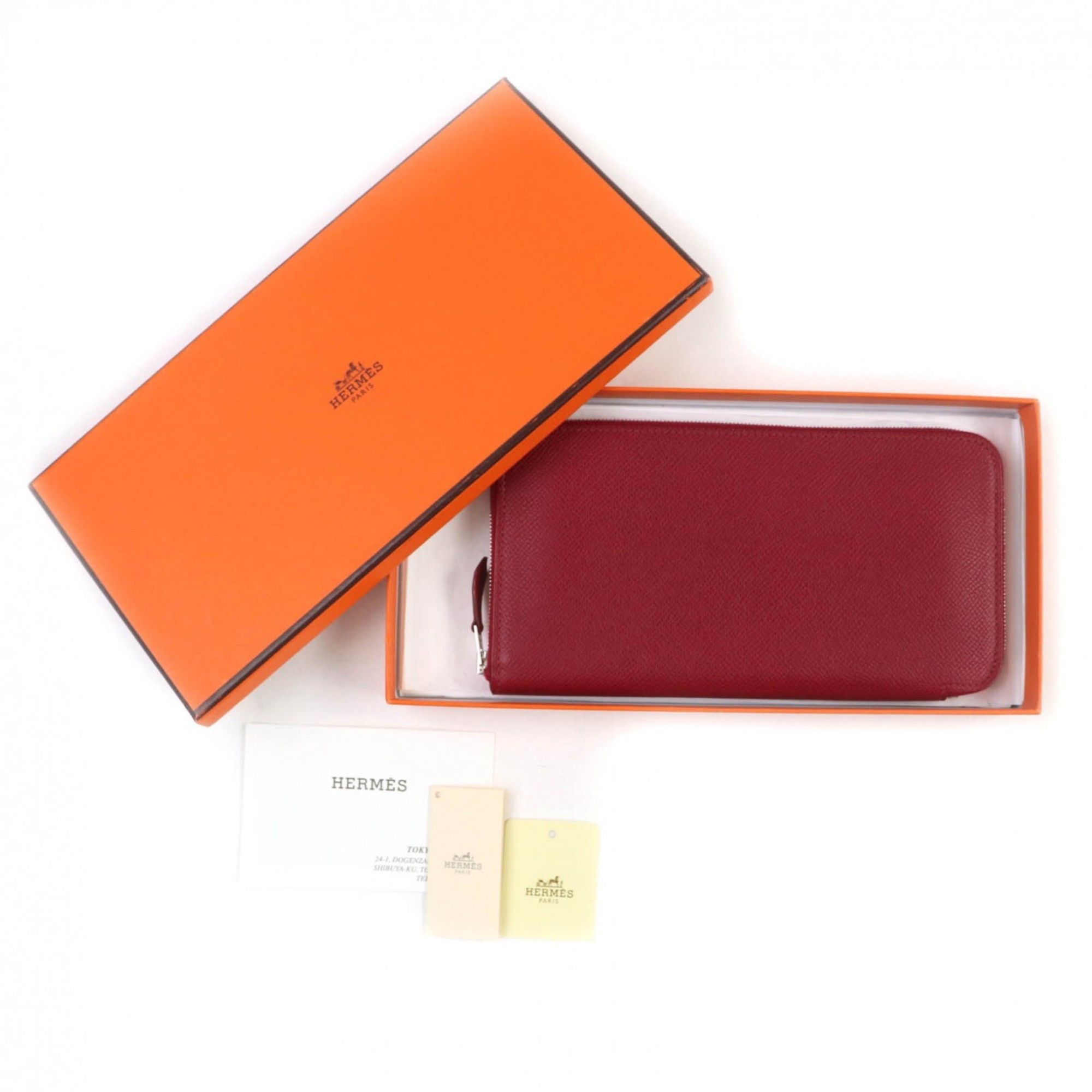 Hermes HERMES Azap Long Classic Ruby Epsom Leather Round Zip Wallet, Made in France, with Box, Stamped R, Women's Size ONE SIZE - 2 Thumbnail