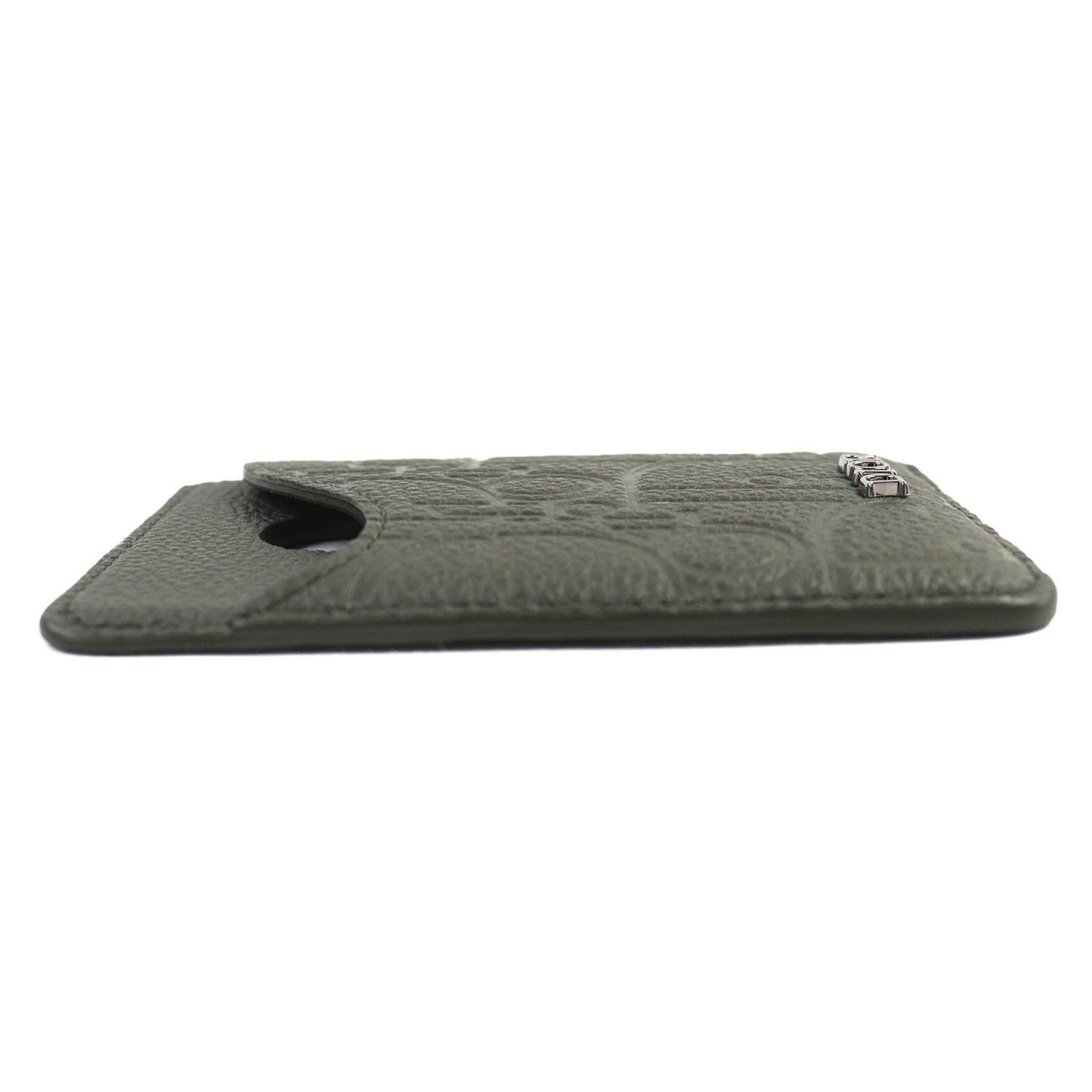 Dior Christian Dior DIOR SADDLE Logo Magnet Gravity Leather Card Holder/Card Case, Khaki, with Dust Bag, Made in Italy, Women's, 2ADCH168FLG Size ONE SIZE - 4 Thumbnail
