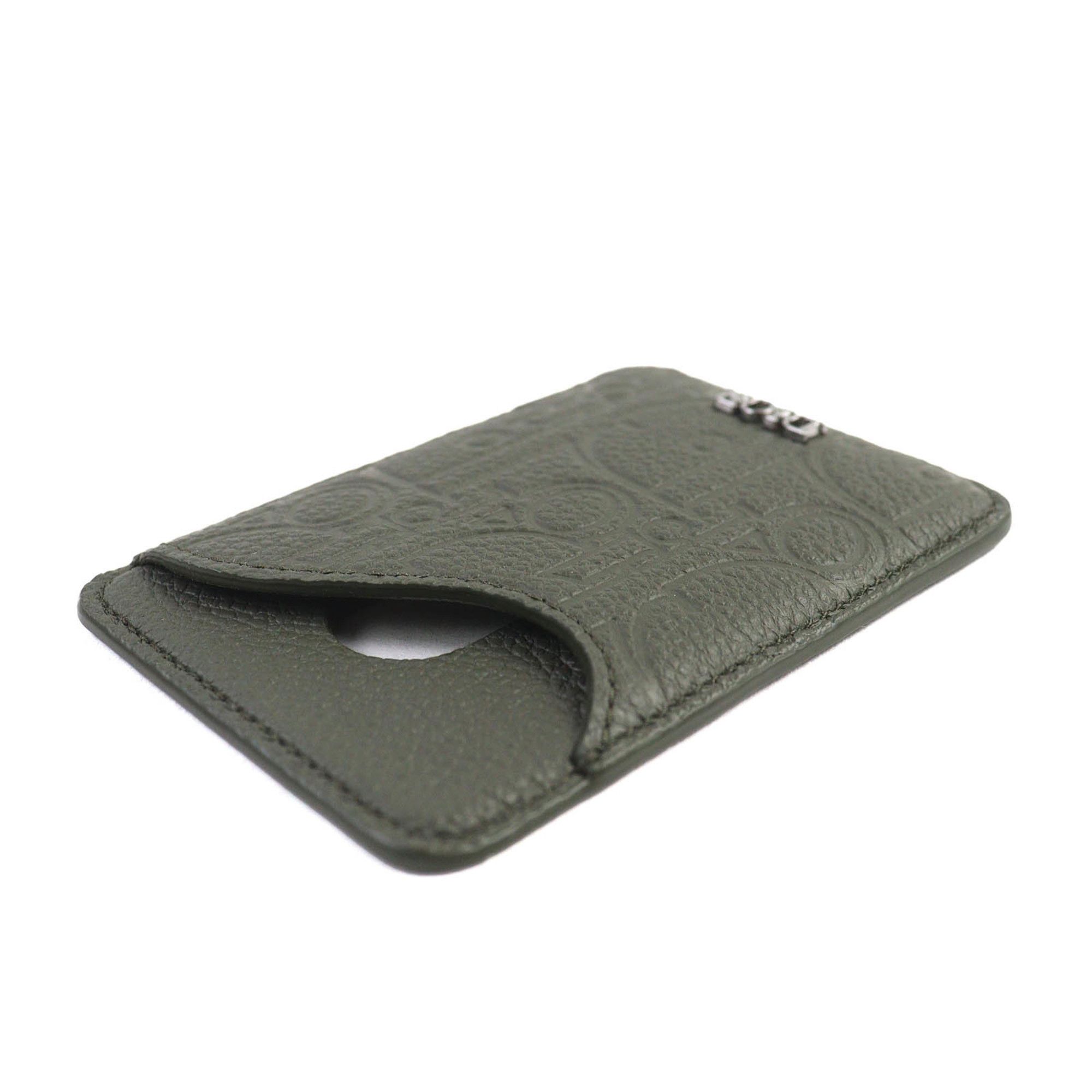 Dior Christian Dior DIOR SADDLE Logo Magnet Gravity Leather Card Holder/Card Case, Khaki, with Dust Bag, Made in Italy, Women's, 2ADCH168FLG Size ONE SIZE - 5 Thumbnail