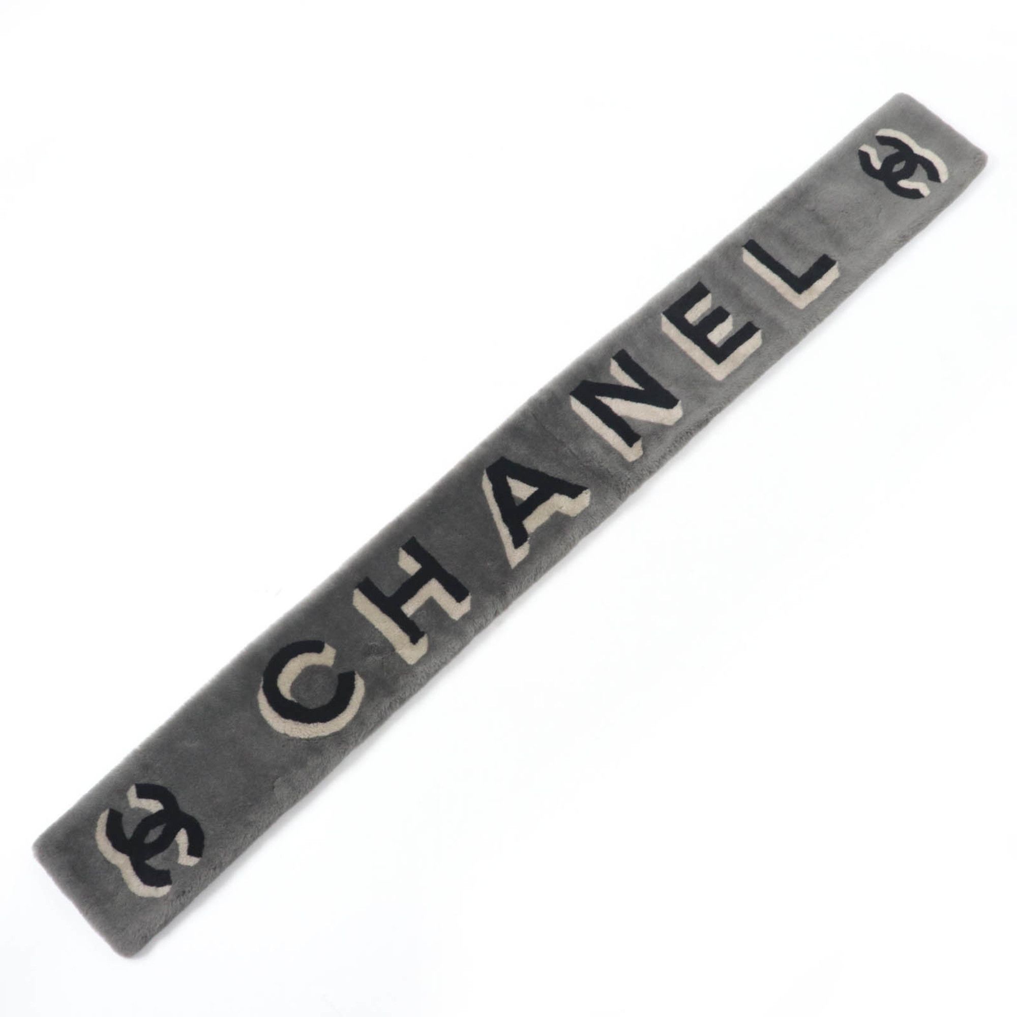 Chanel CHANEL 20B AA7074 100% Cashmere Mouton Shawl with Coco Mark Logo Design, Gray, Made in Italy, Women's Size ONE SIZE - 5 Thumbnail