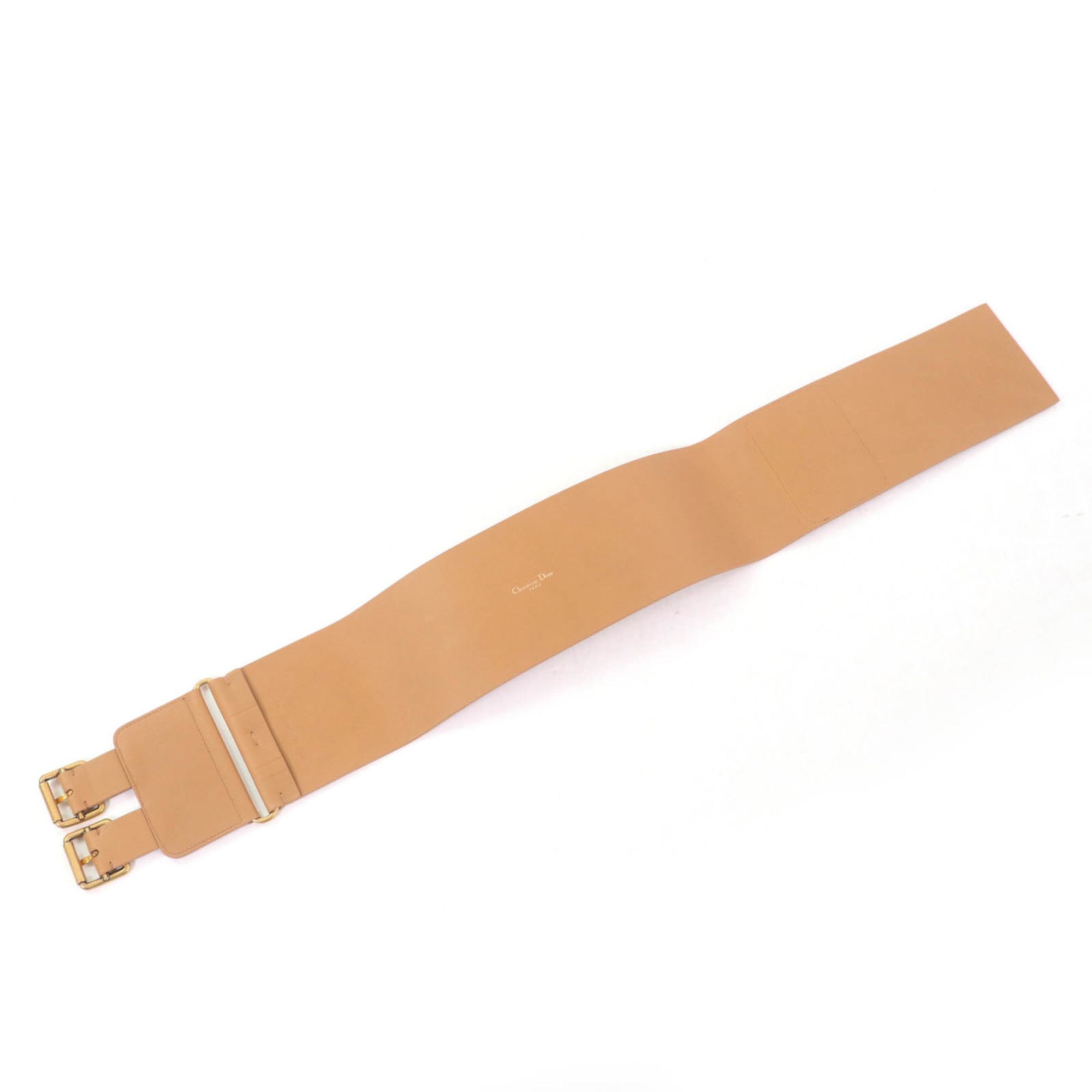 Dior Christian Dior B0098CMIV D-Waist Maxi Leather Belt with Double Gold Buckle, Brown, Hardware, Size 70, Made in Italy, Women's Size ONE SIZE - 4 Thumbnail