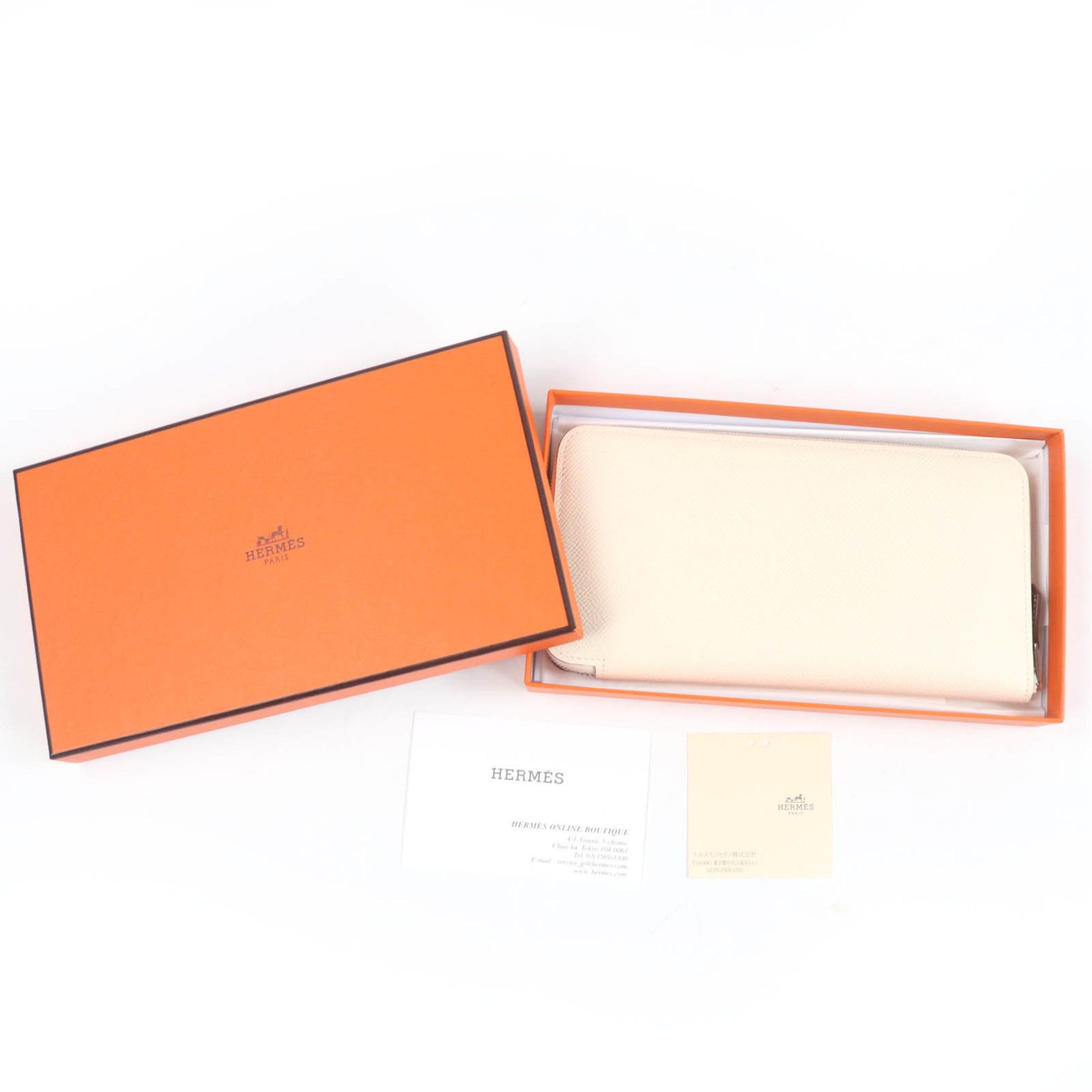 Hermes HERMES Azap Long Silk-In Zip-Around Wallet with Epsom Leather, Nata and Silver Hardware, U Stamp, Made in France, Box Size ONE SIZE - 2 Thumbnail