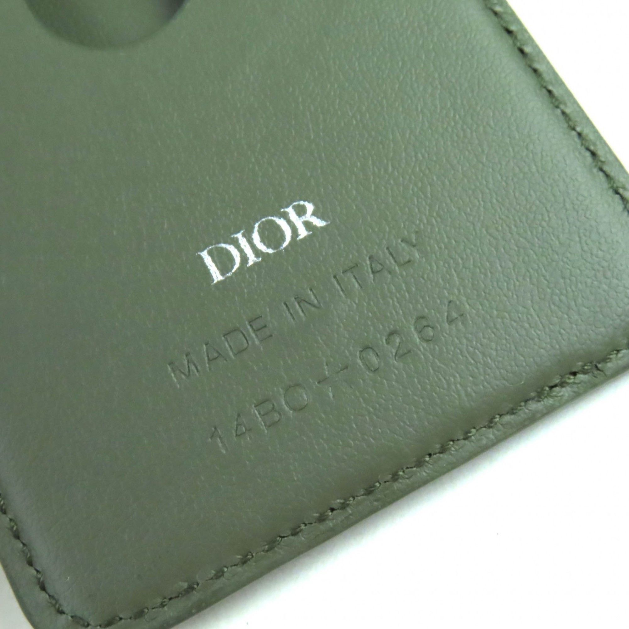 Dior Christian Dior DIOR SADDLE Logo Magnet Gravity Leather Card Holder/Card Case, Khaki, with Dust Bag, Made in Italy, Women's, 2ADCH168FLG Size ONE SIZE - 7 Thumbnail