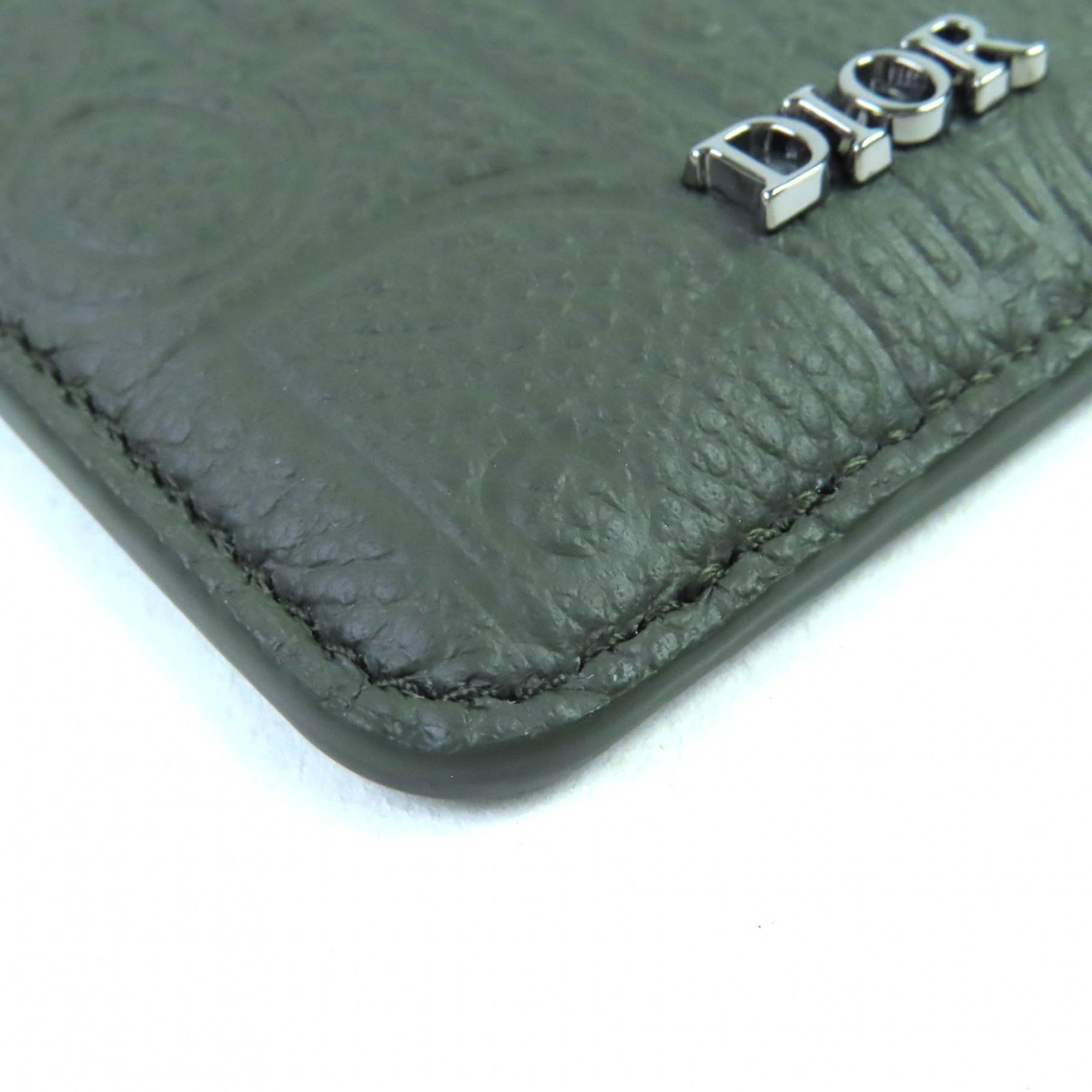 Dior Christian Dior DIOR SADDLE Logo Magnet Gravity Leather Card Holder/Card Case, Khaki, with Dust Bag, Made in Italy, Women's, 2ADCH168FLG Size ONE SIZE - 5 Thumbnail