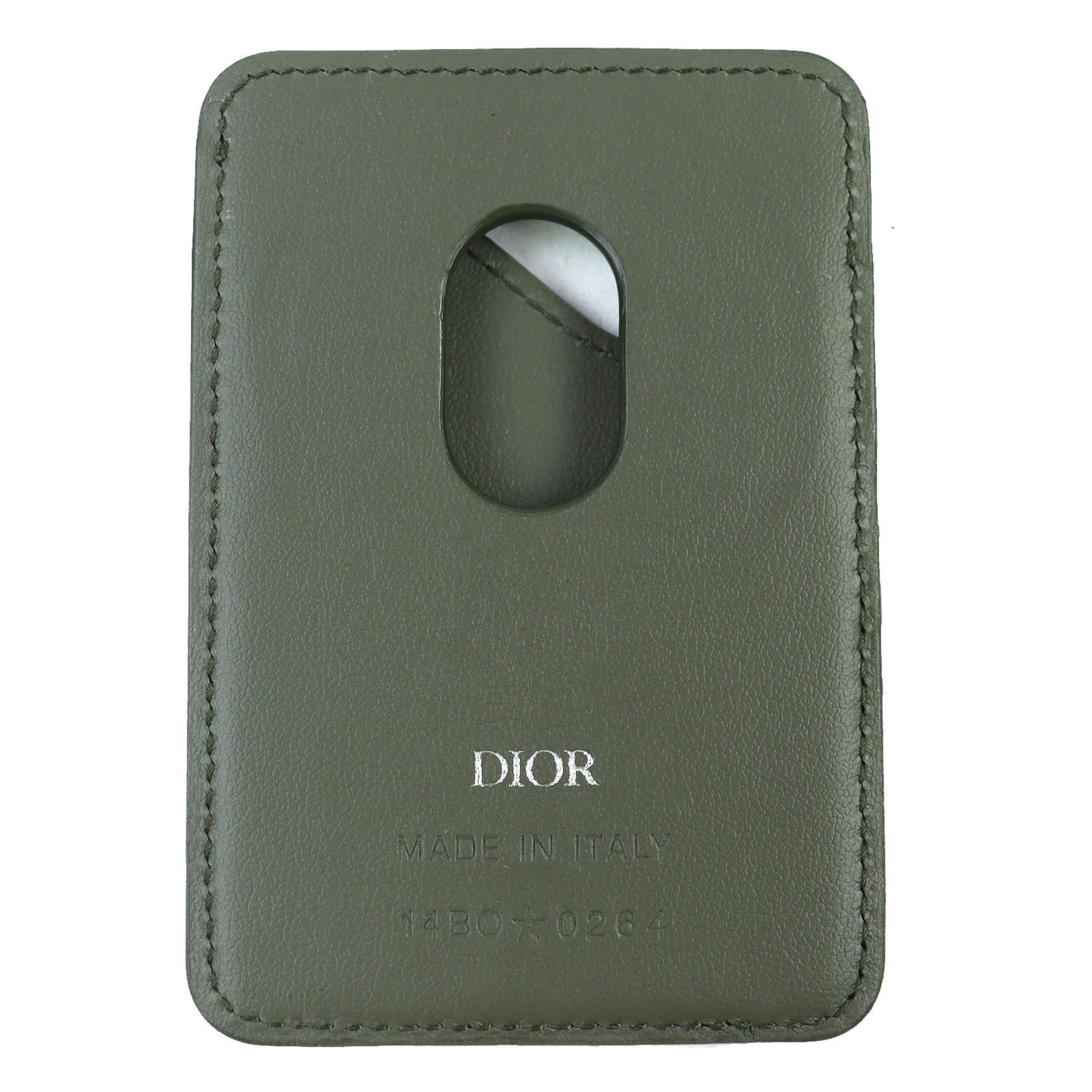 Dior Christian Dior DIOR SADDLE Logo Magnet Gravity Leather Card Holder/Card Case, Khaki, with Dust Bag, Made in Italy, Women's, 2ADCH168FLG Size ONE SIZE - 3 Thumbnail