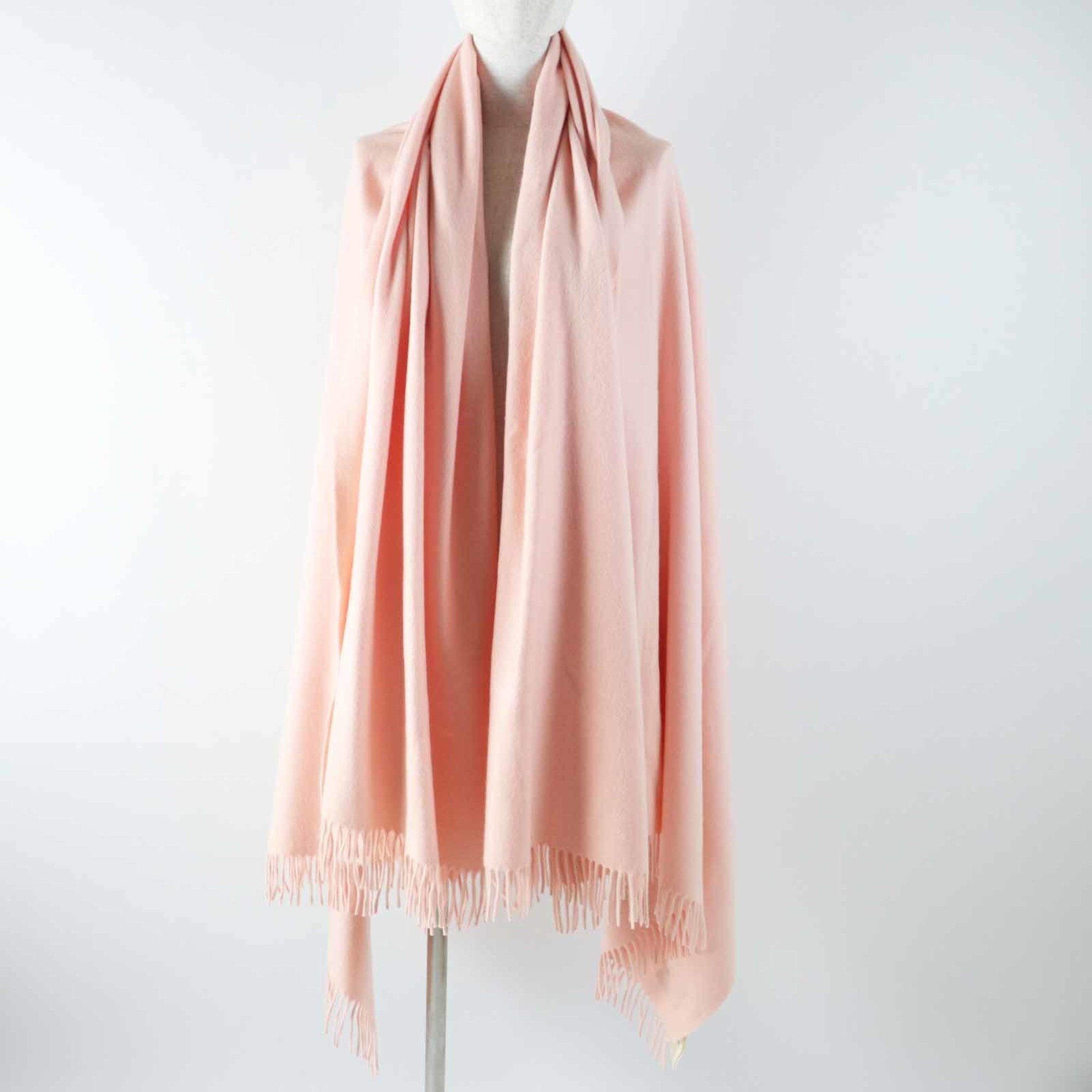 Hermes HERMES 100% Cashmere Shawl with Embroidered Logo, Extra Large, Baby Pink, Made in Italy, for Women Size ONE SIZE - 3 Thumbnail