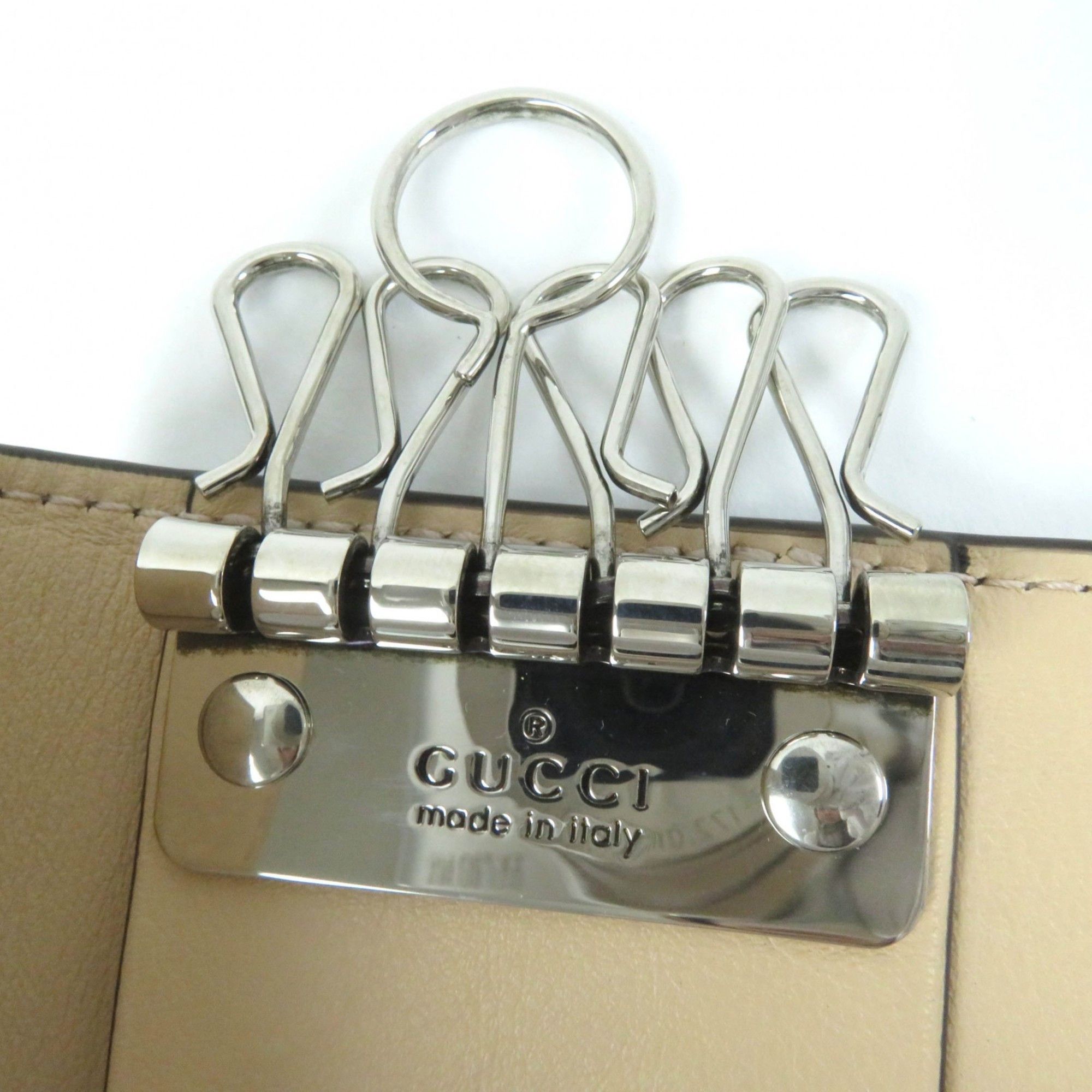 Gucci GUCCI 795649 Double G Key Case in Beige Leather and GG Supreme Canvas, Includes Box Dust Bag, Made Italy, Women's Size ONE SIZE - 10 Thumbnail