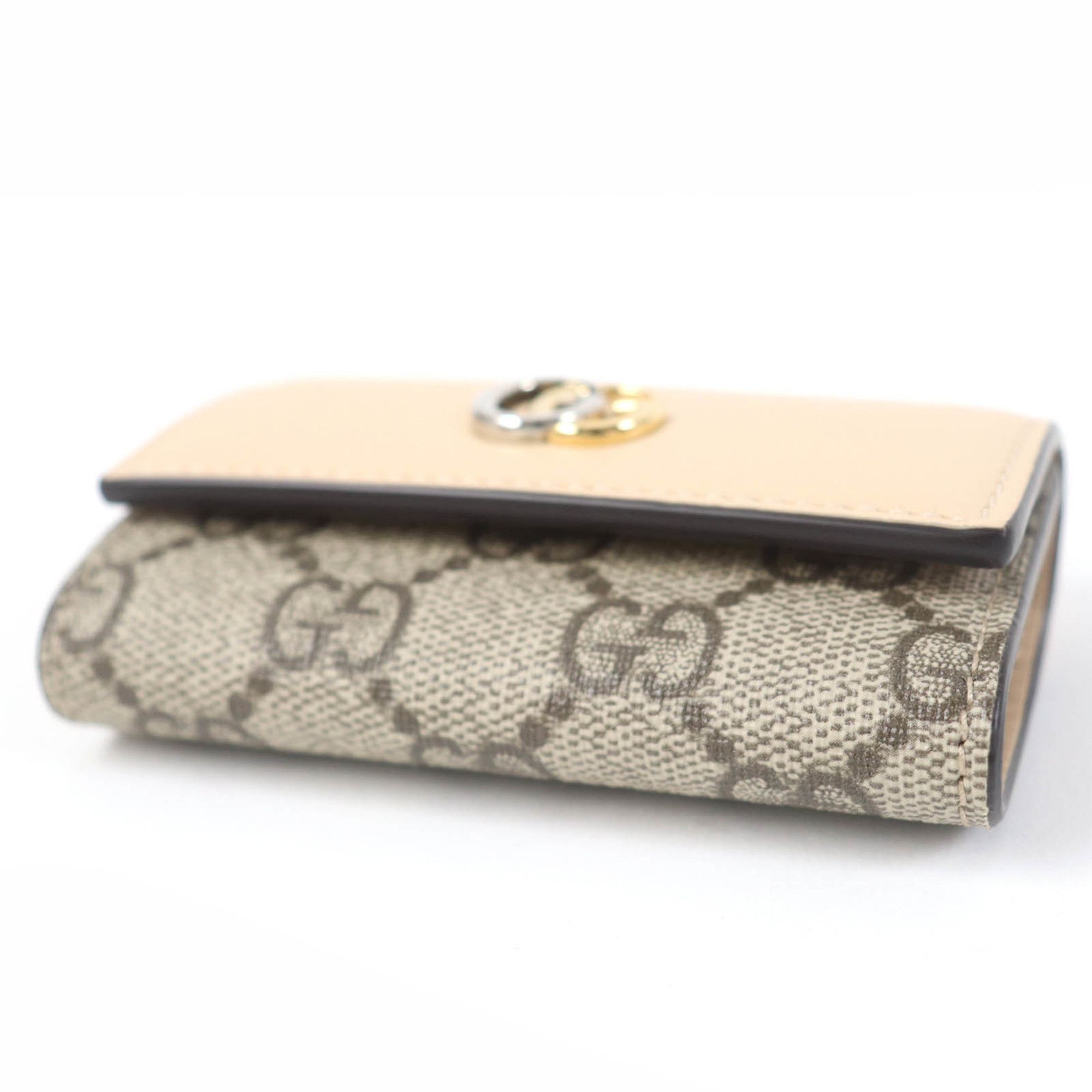 Gucci GUCCI 795649 Double G Key Case in Beige Leather and GG Supreme Canvas, Includes Box Dust Bag, Made Italy, Women's Size ONE SIZE - 4 Thumbnail