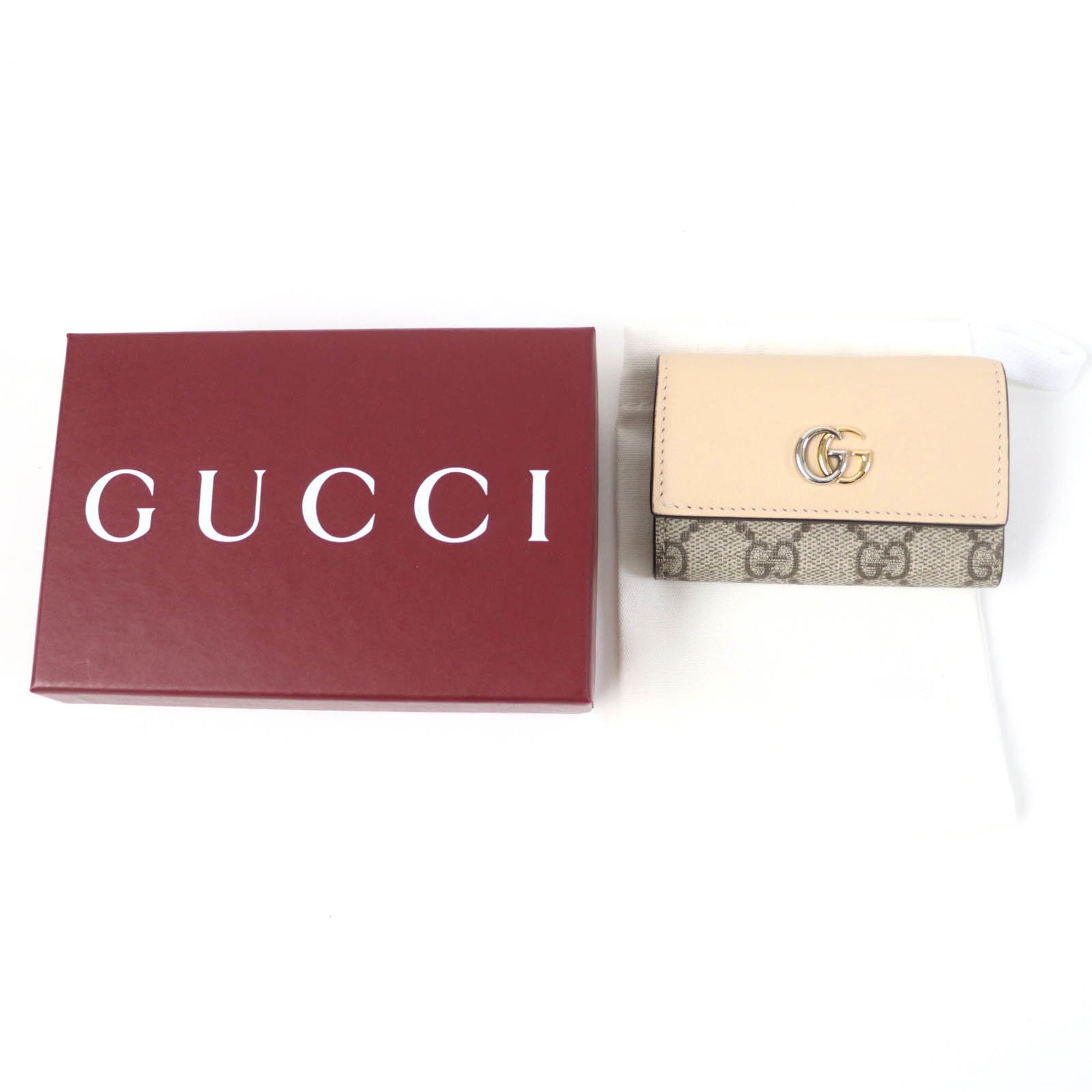 Gucci GUCCI 795649 Double G Key Case in Beige Leather and GG Supreme Canvas, Includes Box Dust Bag, Made Italy, Women's Size ONE SIZE - 2 Thumbnail