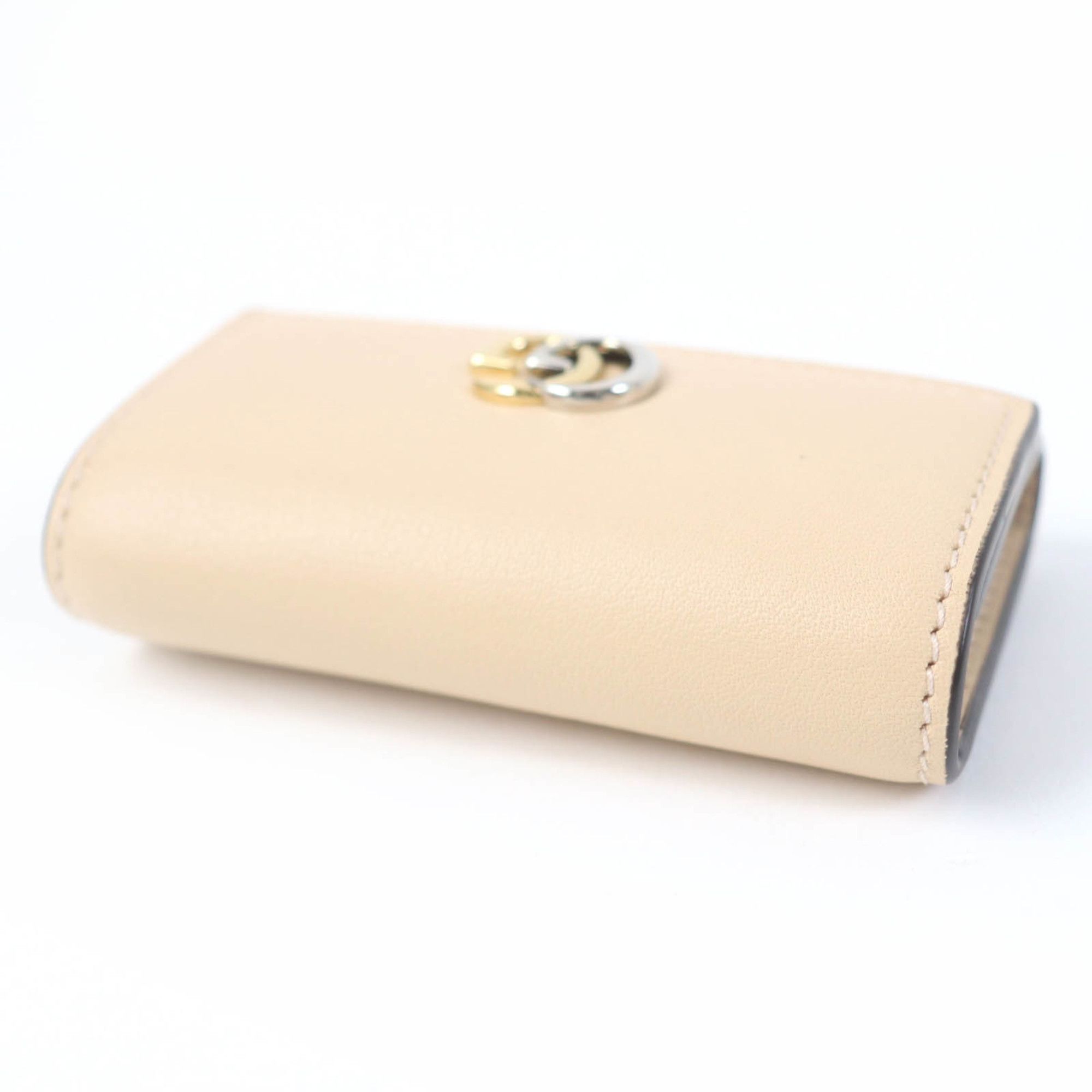 Gucci GUCCI 795649 Double G Key Case in Beige Leather and GG Supreme Canvas, Includes Box Dust Bag, Made Italy, Women's Size ONE SIZE - 5 Thumbnail